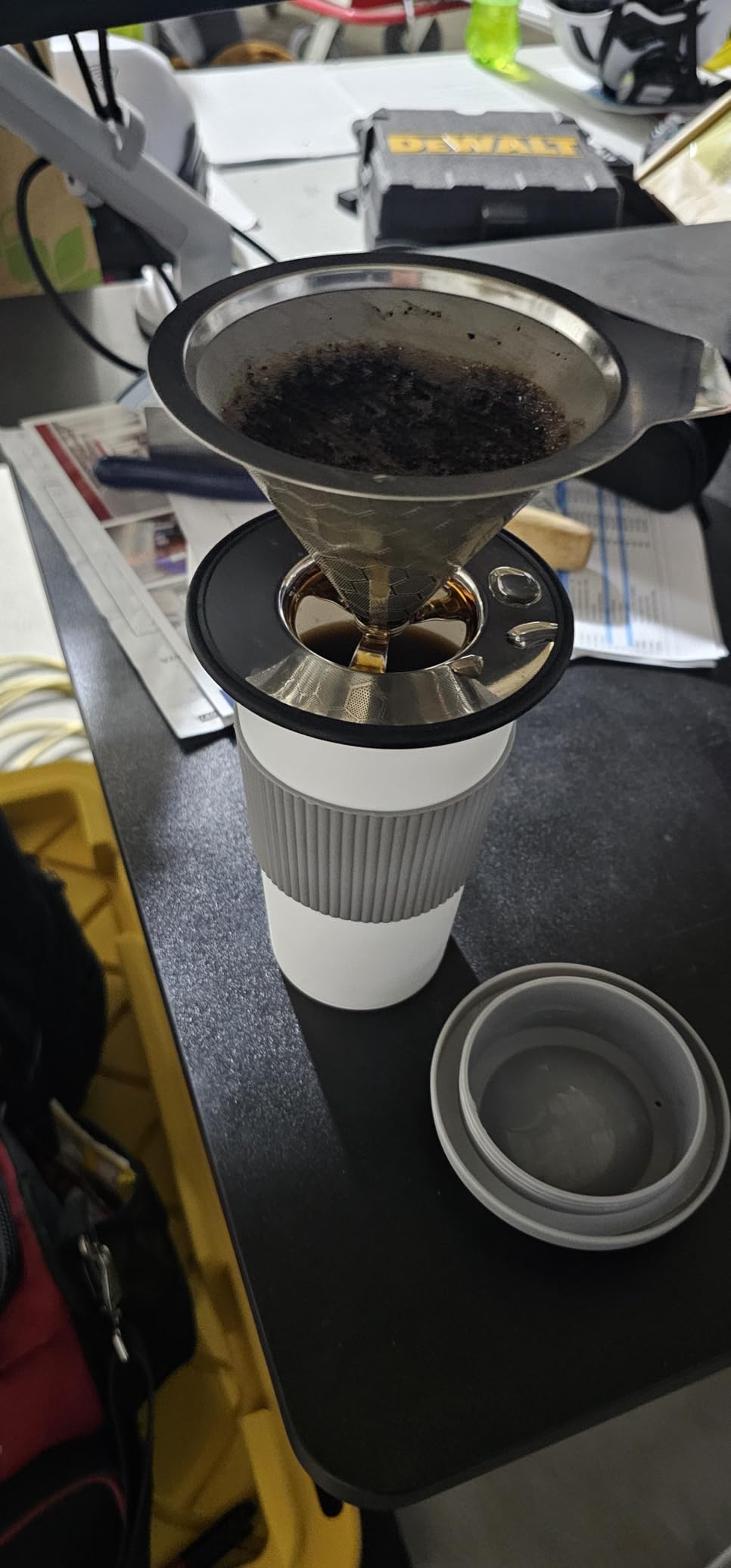 LHS Pour Over Coffee Dripper Stainless Steel Coffee Filter Metal Cone Filter Paperless Reusable Coffee Filter Single Cup Coffee Maker 1-2 Cup With Non-slip Cup Stand and Cleaning Brush customer photo 2