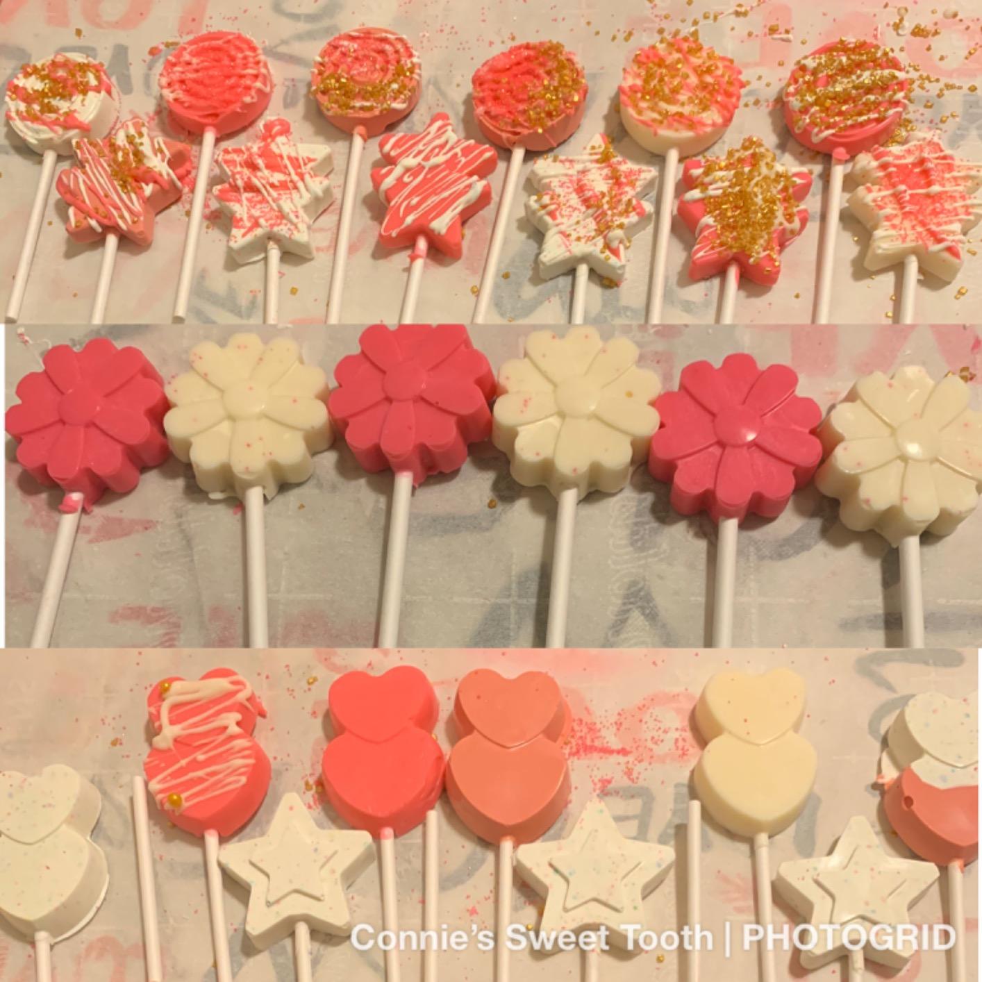 5 Pack Lollipop Silicone Candy Mold Silicon chocolate Lollipop Moulds with Shape of Double Heart, Star, Small Flower, Round, Including 30 Lollipop Sticks and 50 Pcs Candy Treat Bags customer photo 2
