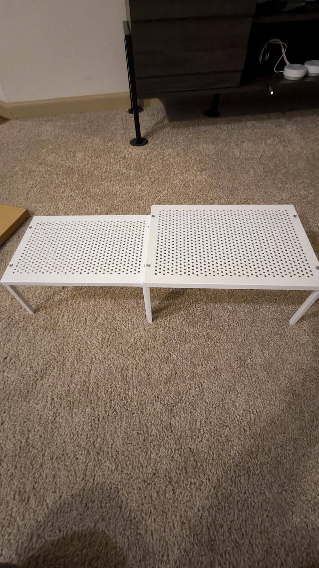 Simple Houseware Expandable Stackable Kitchen Counter Shelf Organizer, White, Metal Top, 11.25