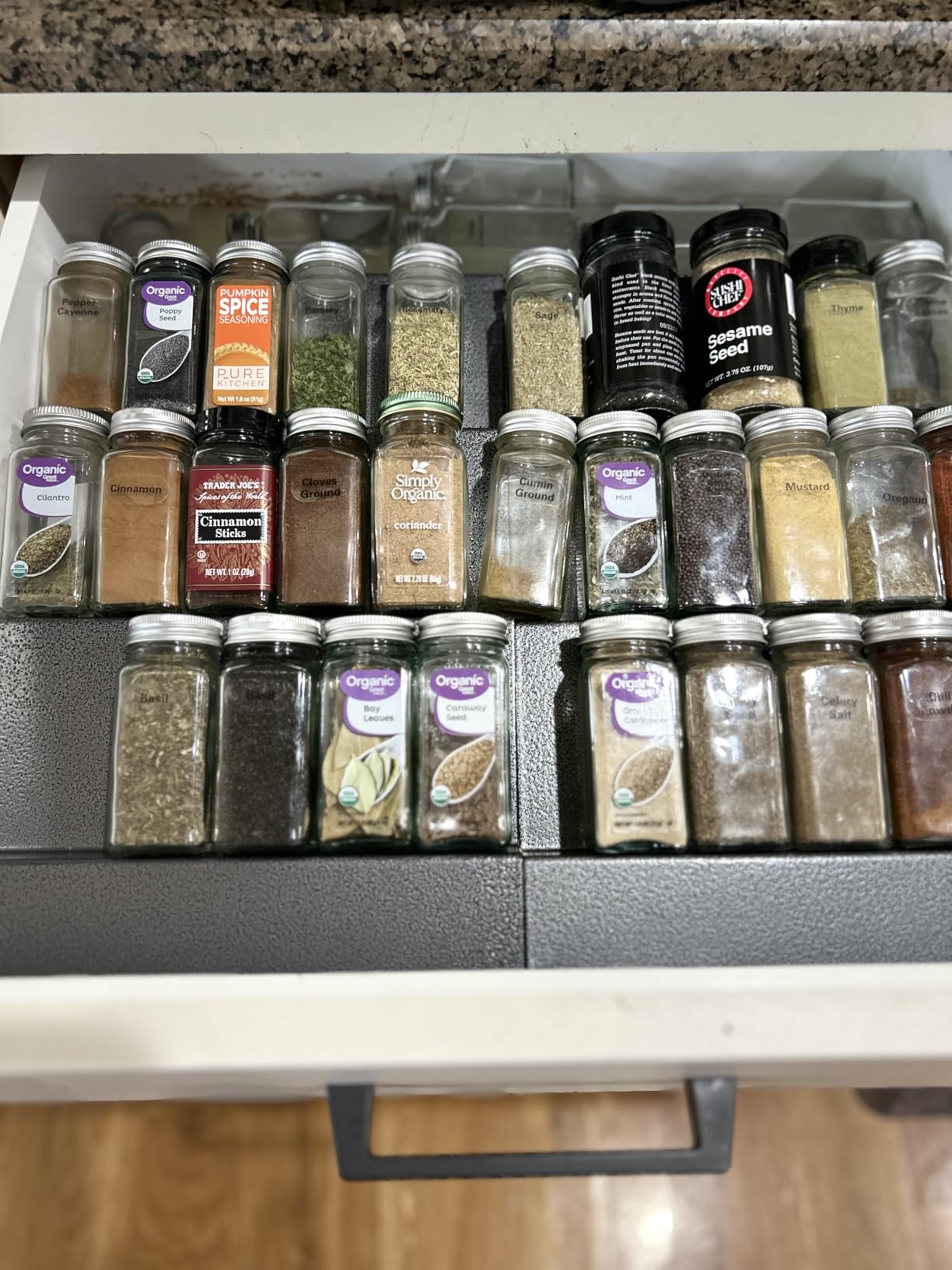 LYNK PROFESSIONAL® Spice Drawer Organizer - Heavy Gauge Steel 4 Tier Rack - Drawer Insert Tray for Spice Jars, Herbs and Seasoning - Kitchen Cabinet Storage - Silver Metallic, Medium customer photo 1