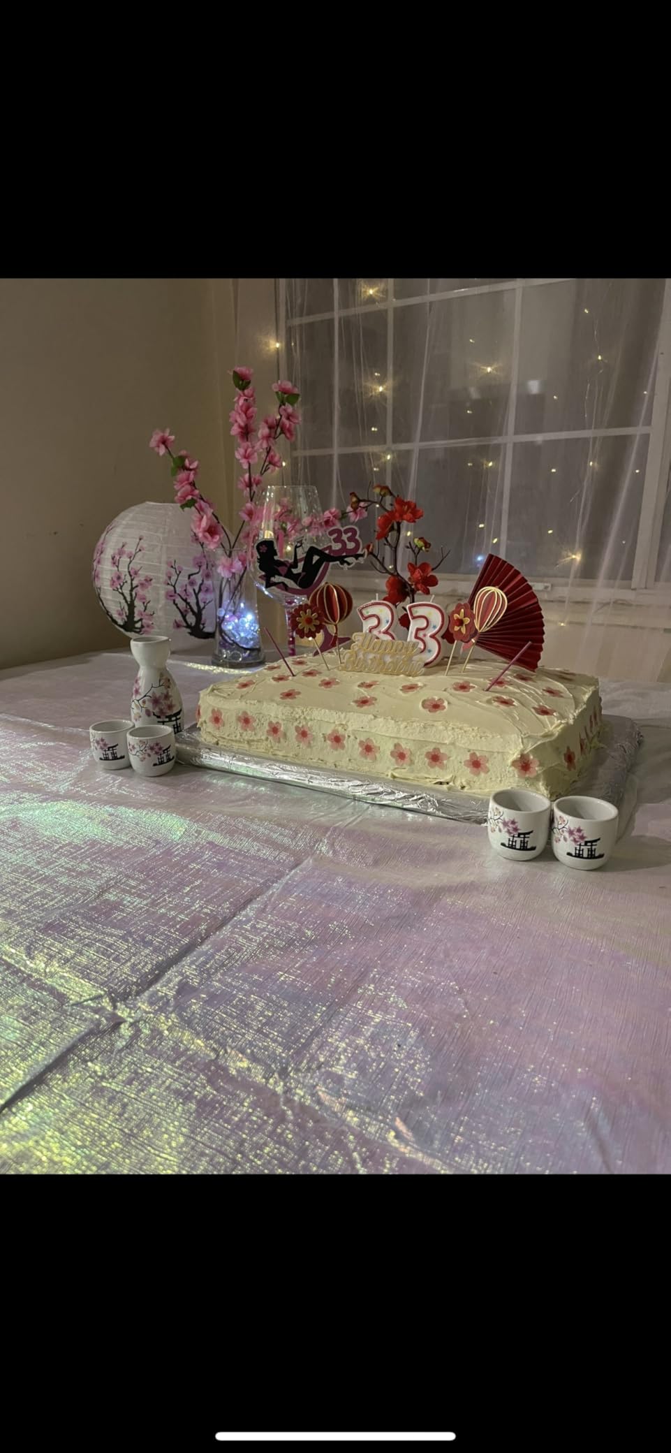Japanese Sake Set, 1 Tokkuri Bottle & 4 Ochoko Cups, Spring Blossoms Ceramic Sake Set Microwave and Dishwasher Safe customer photo 1