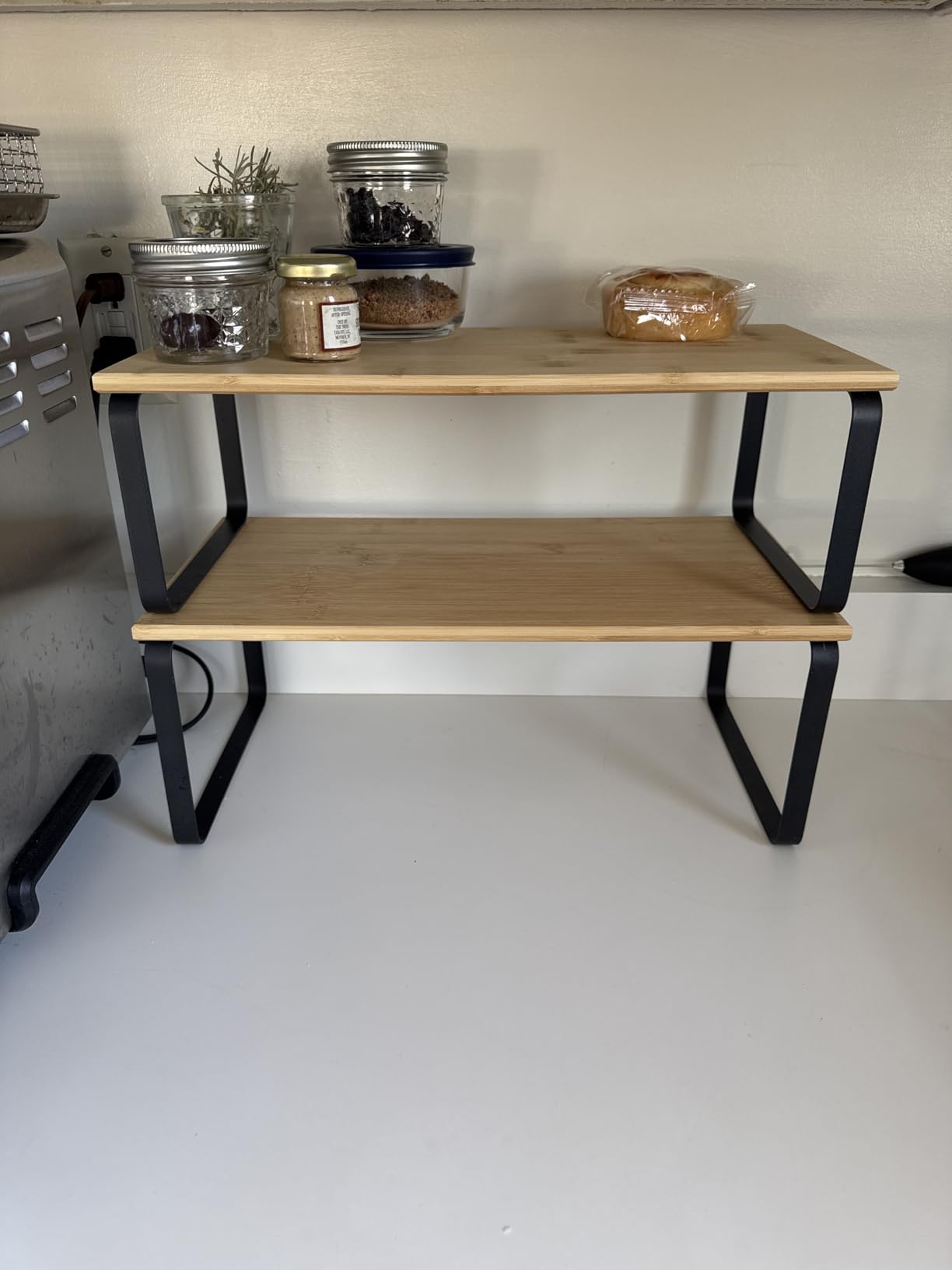 SONGMICS Cabinet Organizer Shelf, Set of 2 Kitchen Counter Shelves, Expandable Spice Rack customer photo 1