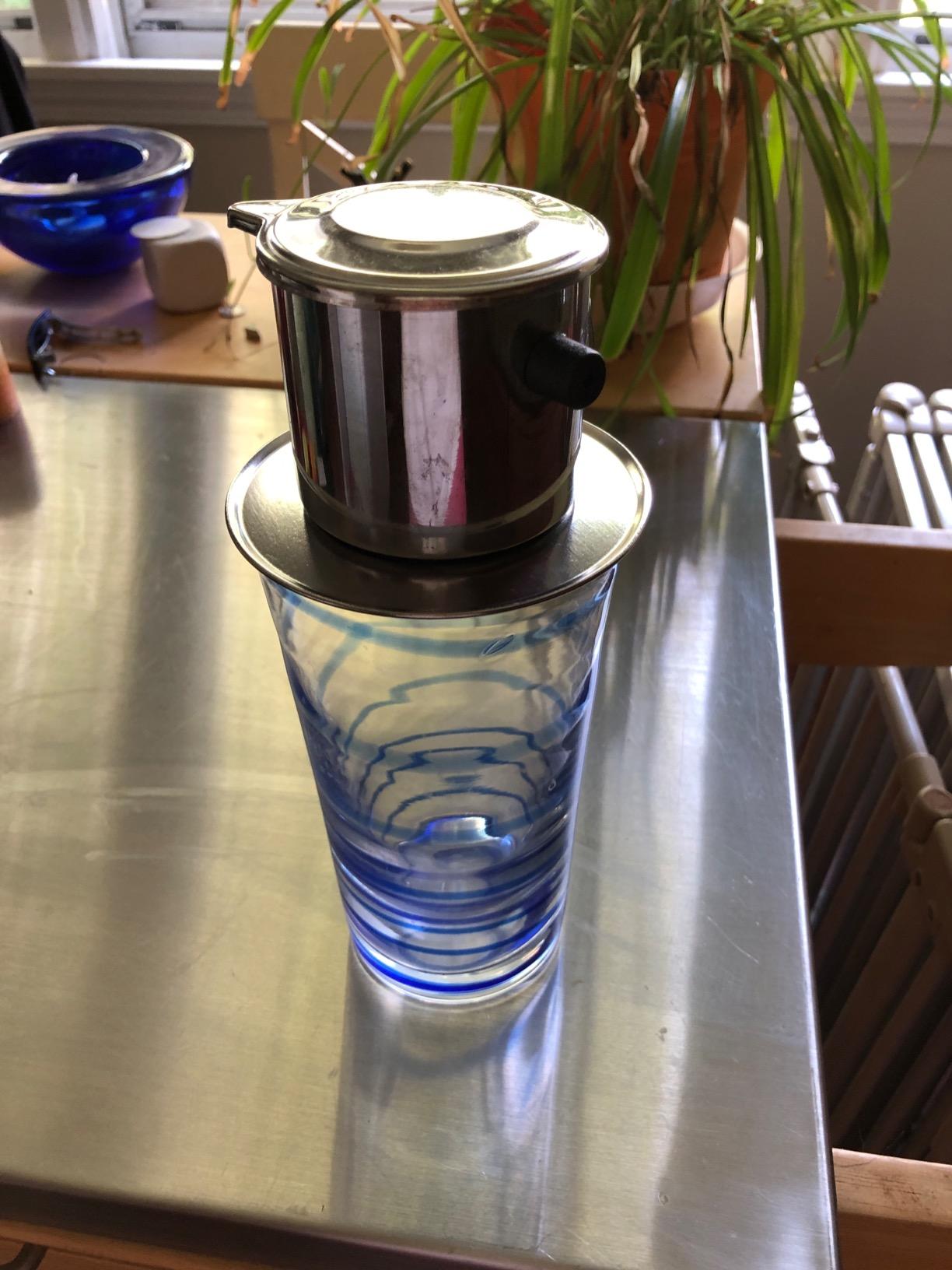 Vietnamese coffee maker filter set, French press style pour-over coffee dripper, Portable 1-cup single-serve reusable coffee press, 8oz medium (1) customer photo 1