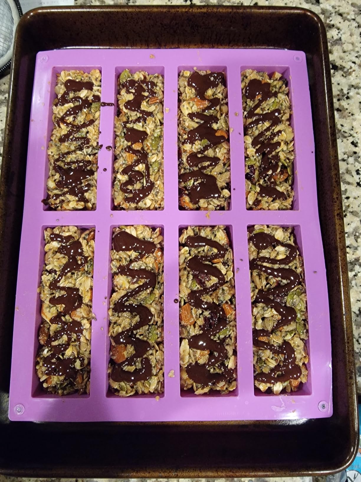 Palksky (2 Pcs) 8 Cavity Rectangle Granola Bar Silicone Mold/Nutrition/Cereal Bar Molds Energy Bar Maker for Chocolate Truffles Ganache Bread Brownie Cornbread Cheesecake Pudding Butter Mould customer photo 1