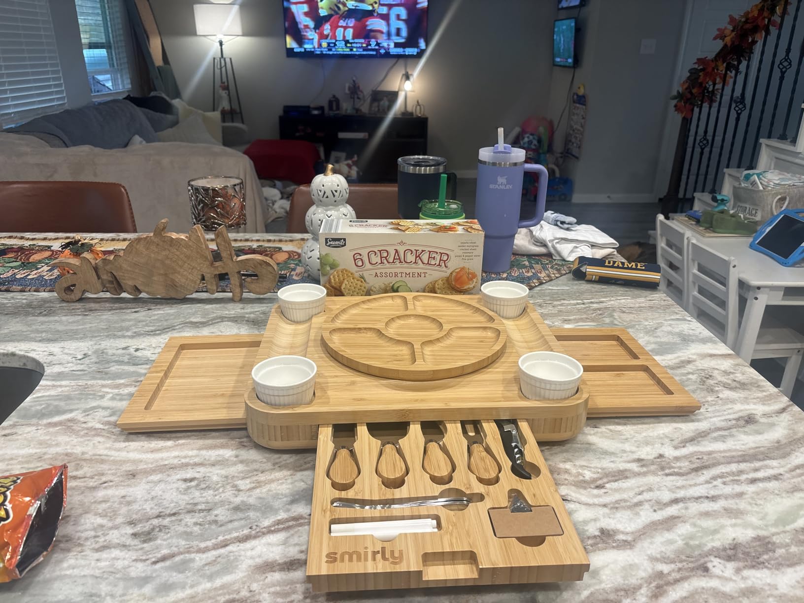 SMIRLY Charcuterie Boards Set - Large Bamboo Cheese Board Set - House Warming Gifts New Home, Wedding Gift for Couple, Bridal Shower Gift, Birthday Gifts for Women customer photo 2
