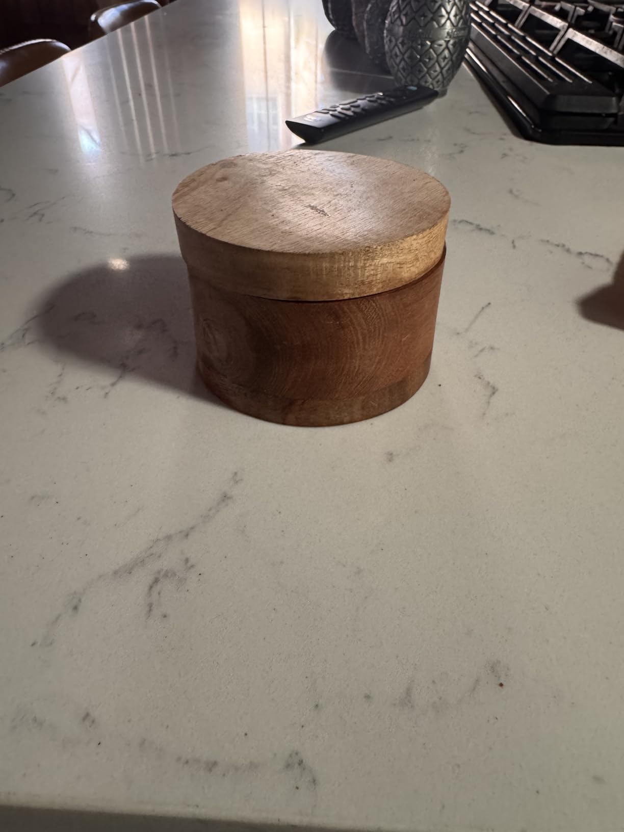 Kaizen Casa Acacia Wood Salt or Spice Box with Swivel Cover perfect for keeping table salt, gourmet salts, herbs or favorite seasonings, close at hand on your countertop. customer photo 1