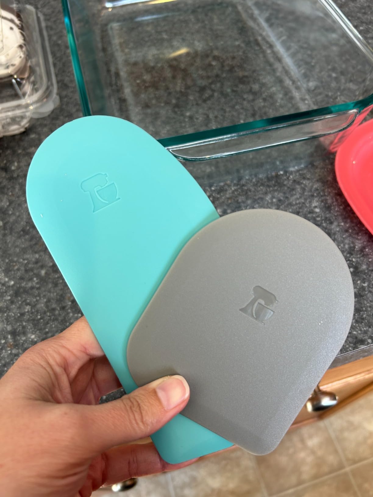 KitchenAid Gourmet Bowl Scraper, Set of 2, Aqua Sky and Storm Grey customer photo 1