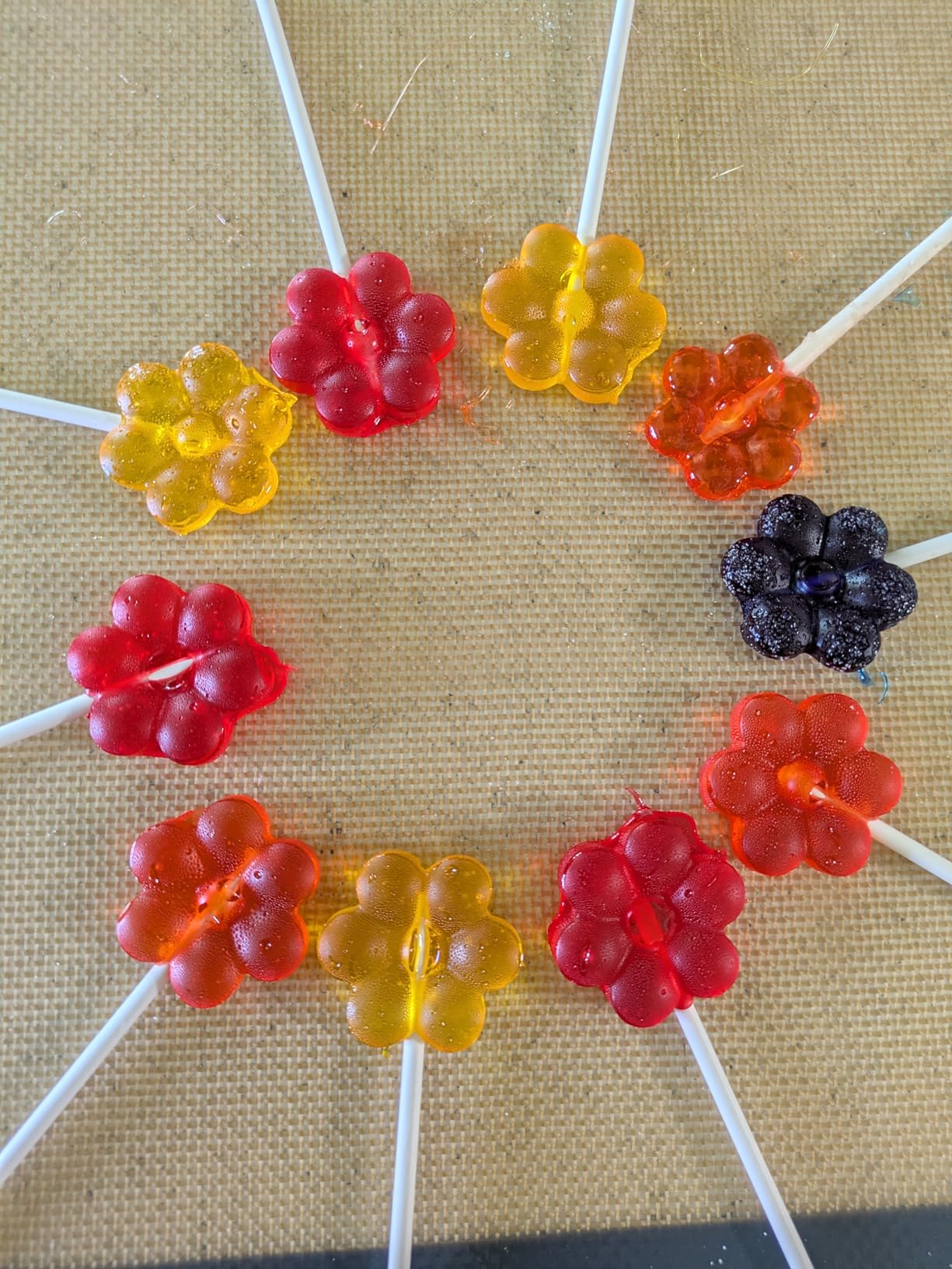 12 Capacity Silicone Lollipop Molds,Chocolate Hard Candy Mold with 50pcs 4 inch Lollypop sucker sticks,Candy Treat Bags,gold ties. (Round pink) customer photo 1