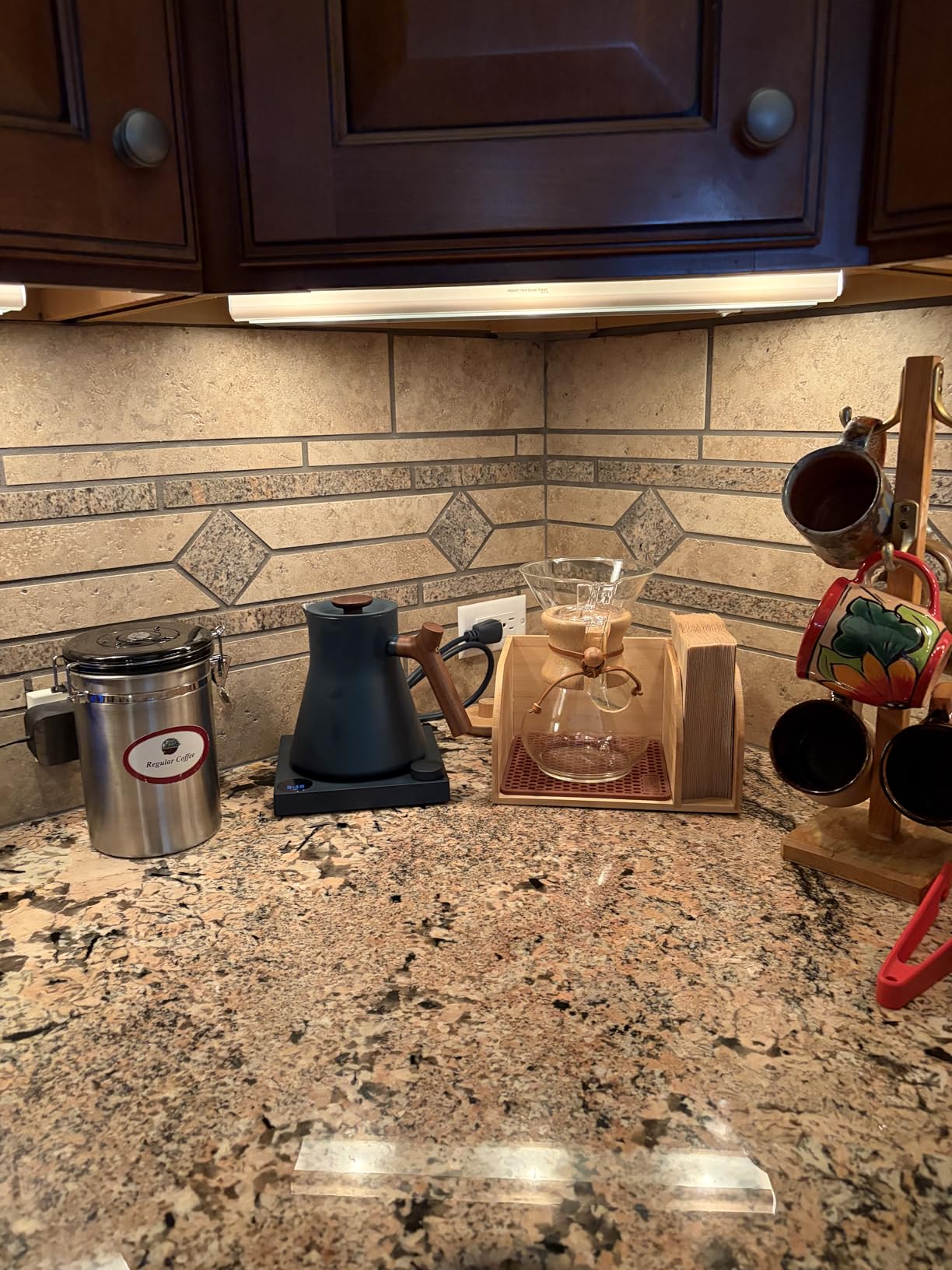 HEXNUB Bamboo Caddy for Pour Over Coffee Maker, Fits Chemex, Bodum, Cosori, Heatproof Mat, Filter Holder customer photo 1