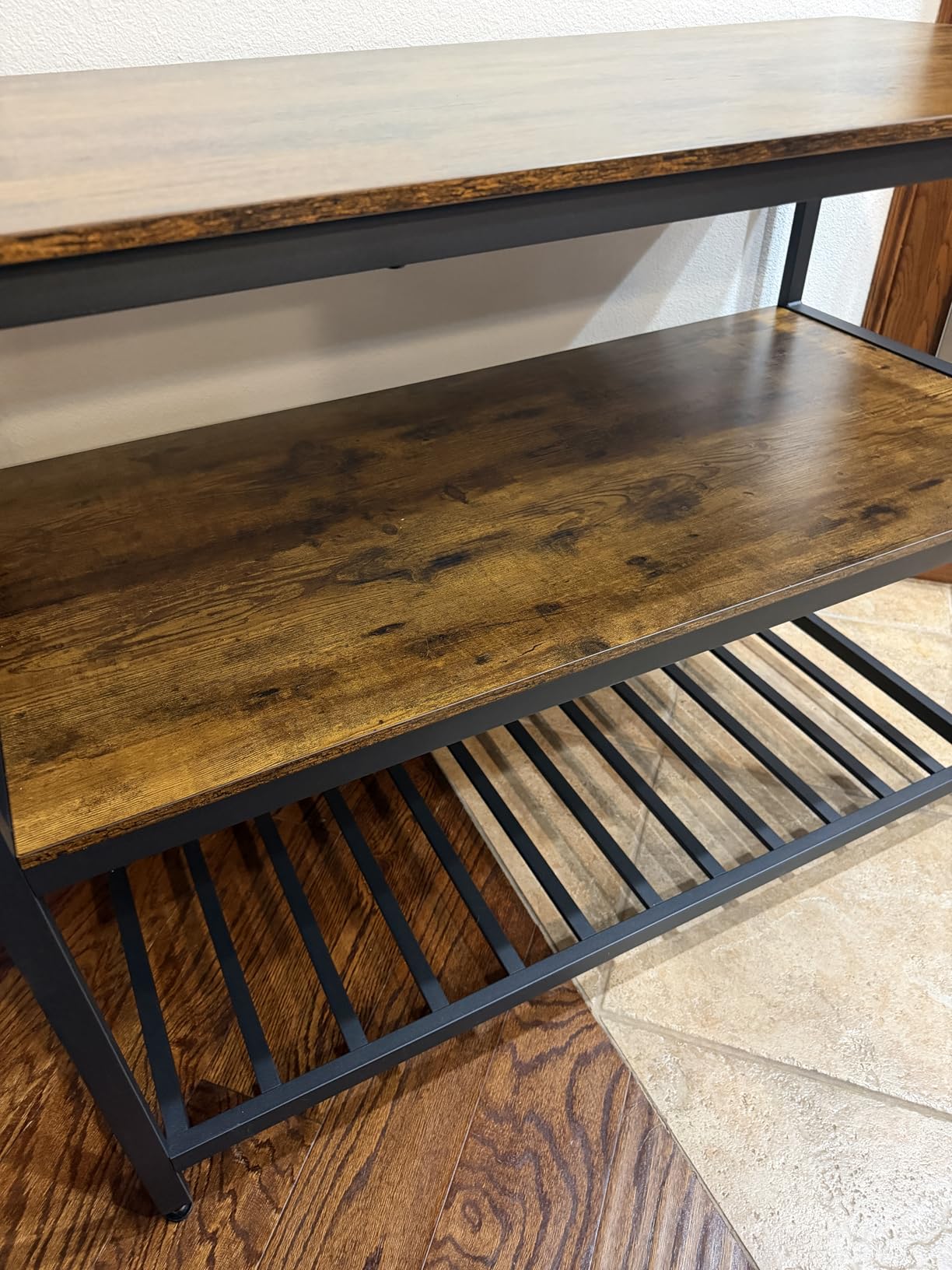 VASAGLE Kitchen Island with 3 Shelves, 47.2 Inches Width Kitchen Shelf with Large Worktop, Stable Steel Structure, Industrial, Rustic Brown and Black customer photo 1