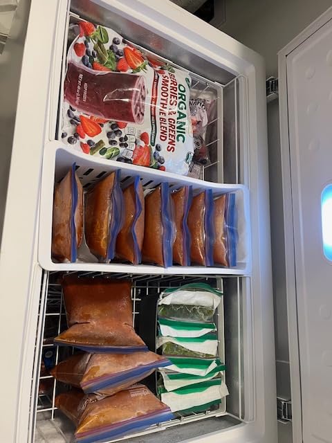 iSPECLE Freezer Organizer Bins - 4 Pack Upright Freezer Baskets for 17/21 Cu.Ft Stand Up Freezer, Wire Storage for Reach-In Freezer, Slide-Out Access, Prevents Items Falling, 2 Large 2 Medium, White customer photo 1