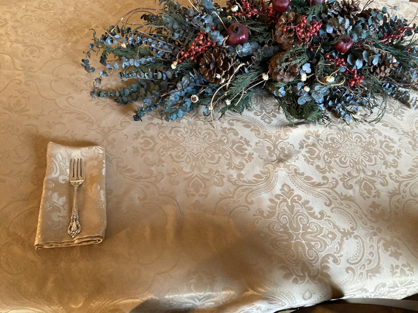 Elrene Home Fashions Caiden Elegance Damask Waterproof, Stain & Wrinkle Resistant Fabric Tablecloth, 60