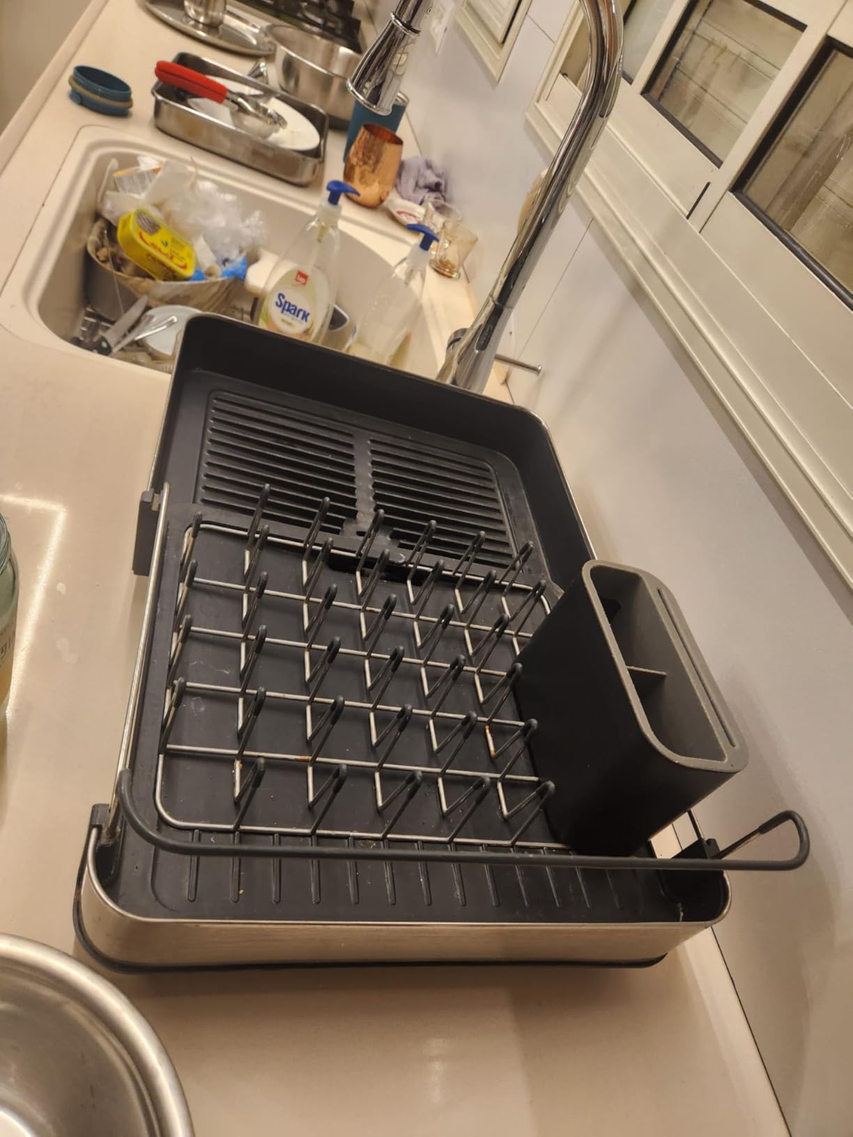 Joseph Joseph Extendable Dish Drying Rack with Dual Parts - Stainless Steel, Non-Scratch, Movable Utensil Drainer & Drainage Spout, Gray customer photo 2