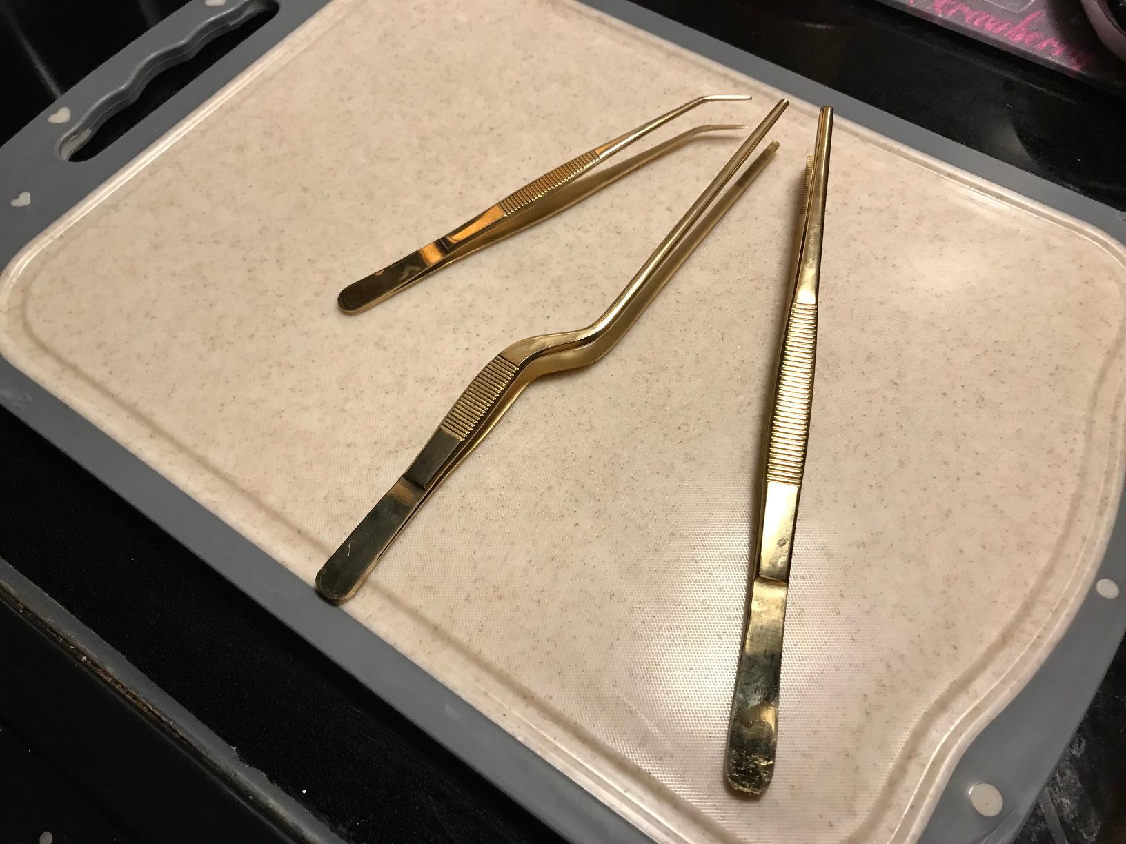 Plating Tweezers/Tongs, Precision Stainless Steel Kitchen Culinary Tweezers 3PCs Set customer photo 2