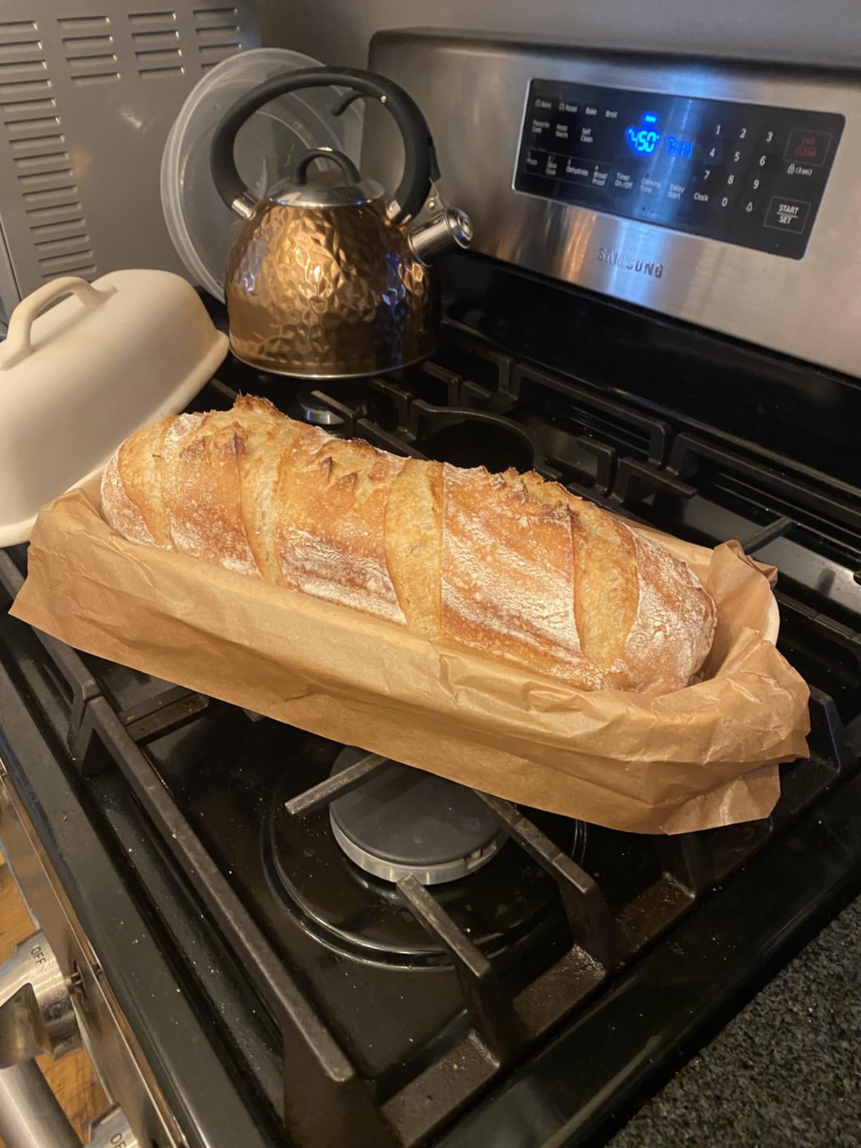 Sassafras Superstone Covered Bread Baker with Lid - Bisque Glazed Exterior and Unglazed Interior Stoneware Bakeware customer photo 2