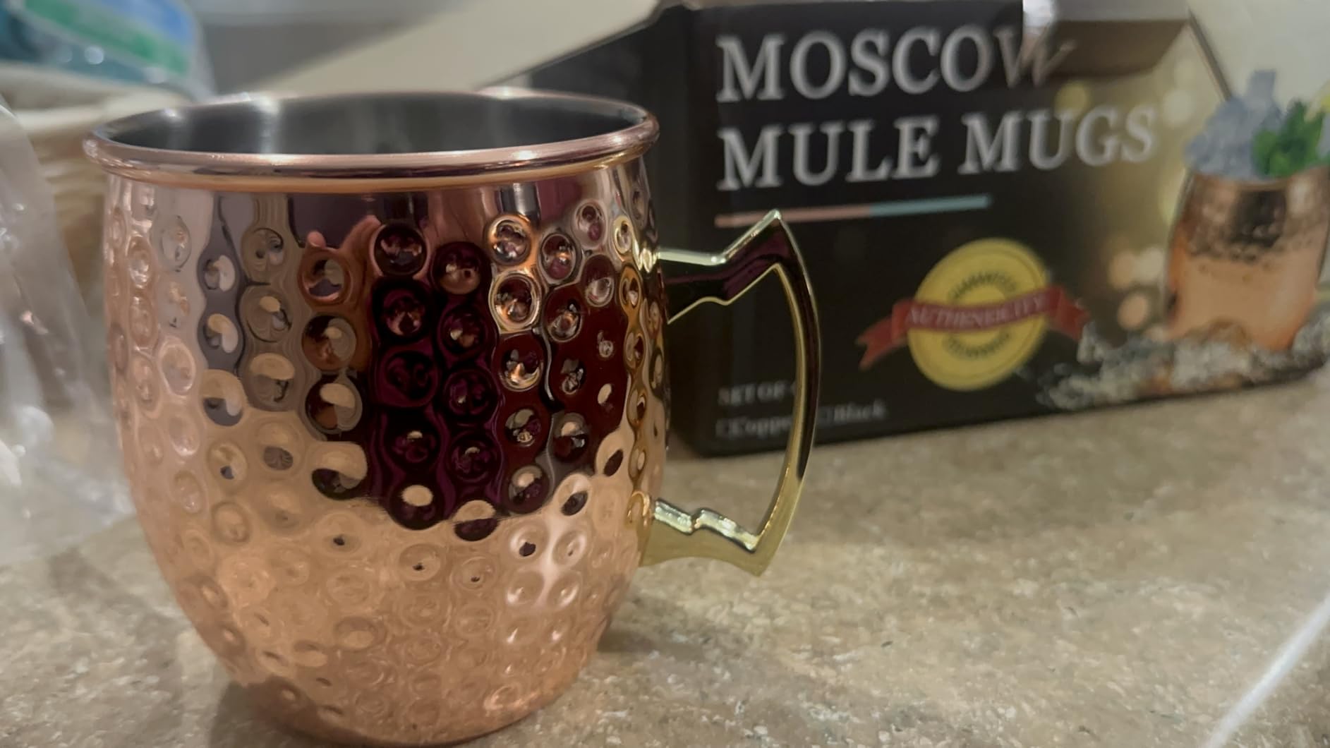 LINALL Moscow Mule Copper Mugs- Set of 4 Copper Plated Stainless Steel Mug 18oz, for Chilled Drinks customer photo 2