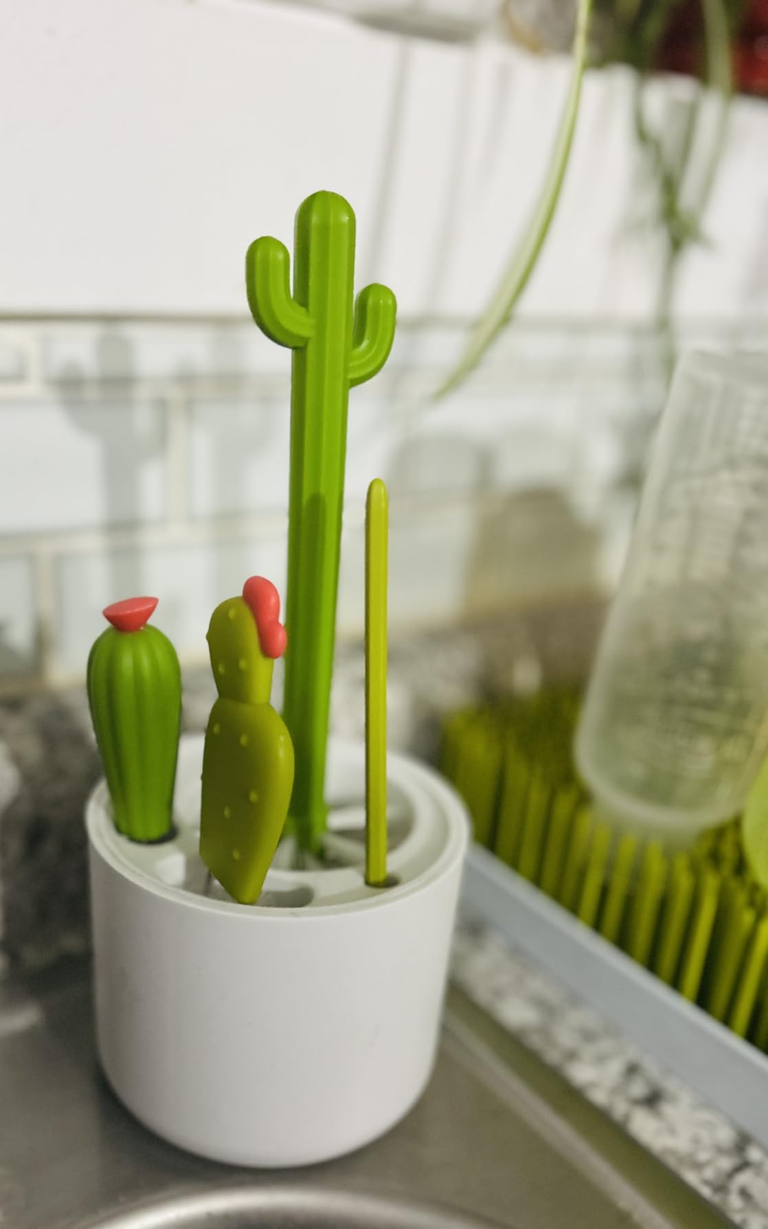 Boon Cacti Bottle Cleaning Brush Set - Includes Bottle Brush, Nipple Brush, Detail Brush, and Straw Brush - Baby Bottle Brush Set for Bottle Drying Rack - Baby Essentials - 4 Count customer photo 1