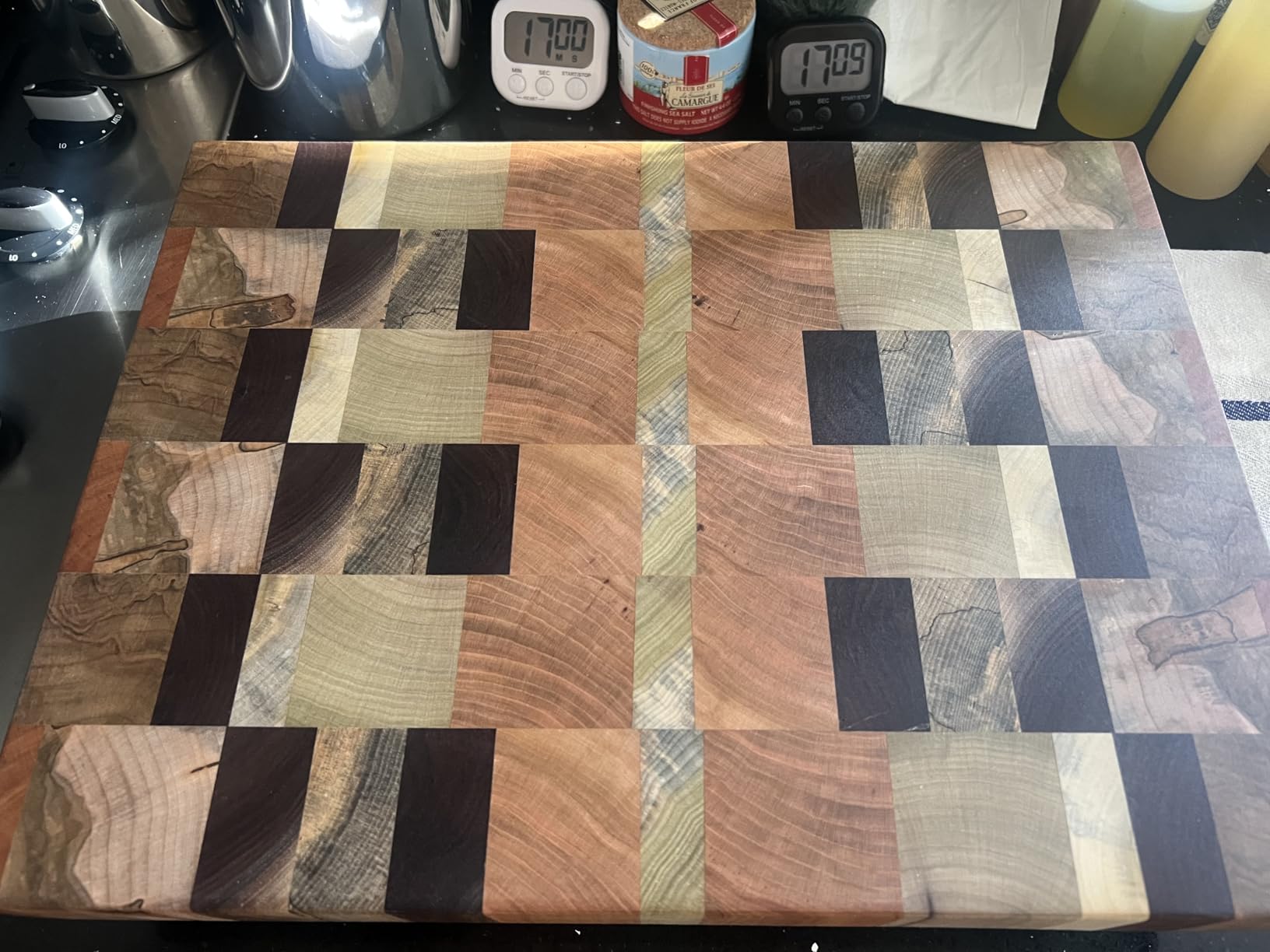 Raised Butcher Block Cutting Board -beautiful gorgeous Cherry Beech Poplar Walnut Maple hardwood-2