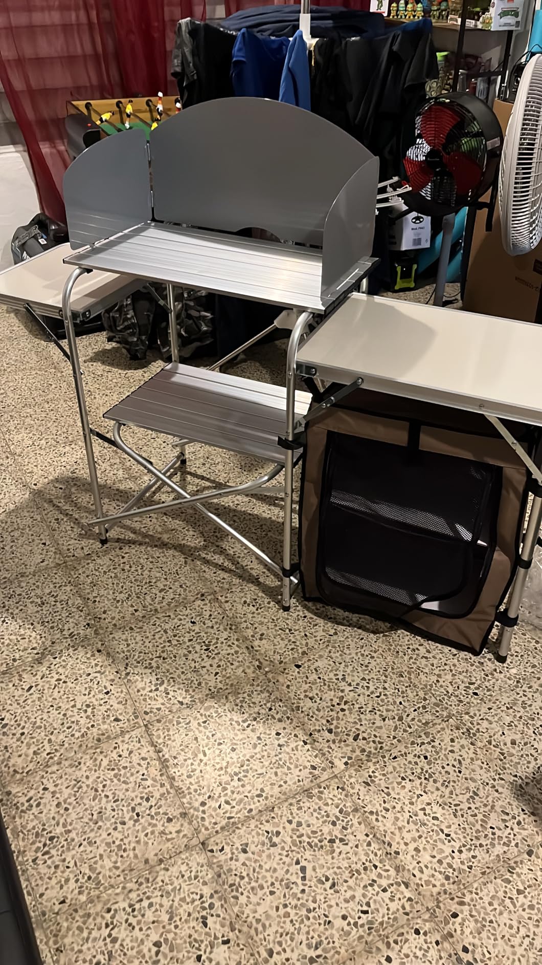 VEVOR Camping Kitchen Table, Aluminum Portable Folding Camp Cook Station with Windscreen, Cupboard, Storage Organizer, Carrying Bag, Quick Installation for Outdoor Picnic Beach BBQ RV Traveling, Brown customer photo 1