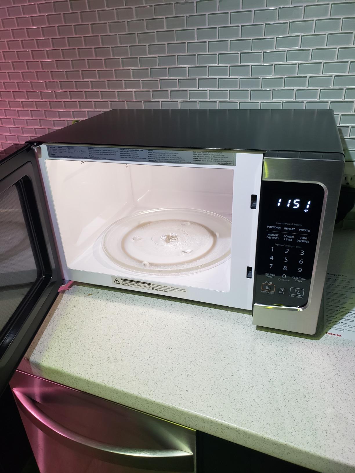 TOSHIBA ML-EM34P(SS) Smart Countertop Microwave, Sensor Reheat, Works With Alexa & Remote Control, Kitchen Essentials, Mute Function & ECO Mode, 1100W, 1.3 Cu Ft, With 12.4