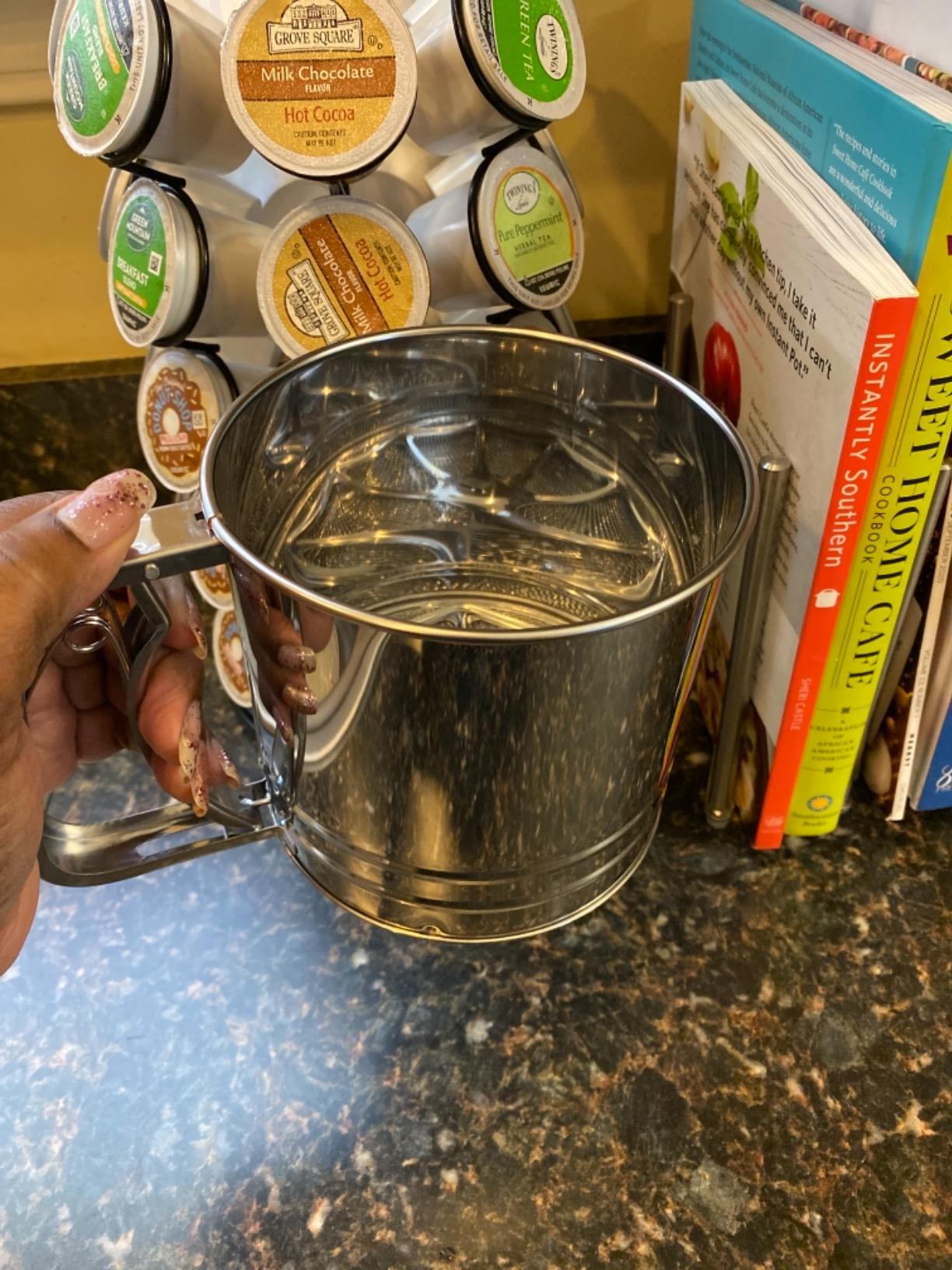 5 Cup Flour Sifter for Baking - Large Capacity Flour Sifter Stainless Steel with Double Mesh, Easy One-Hand Use customer photo 2