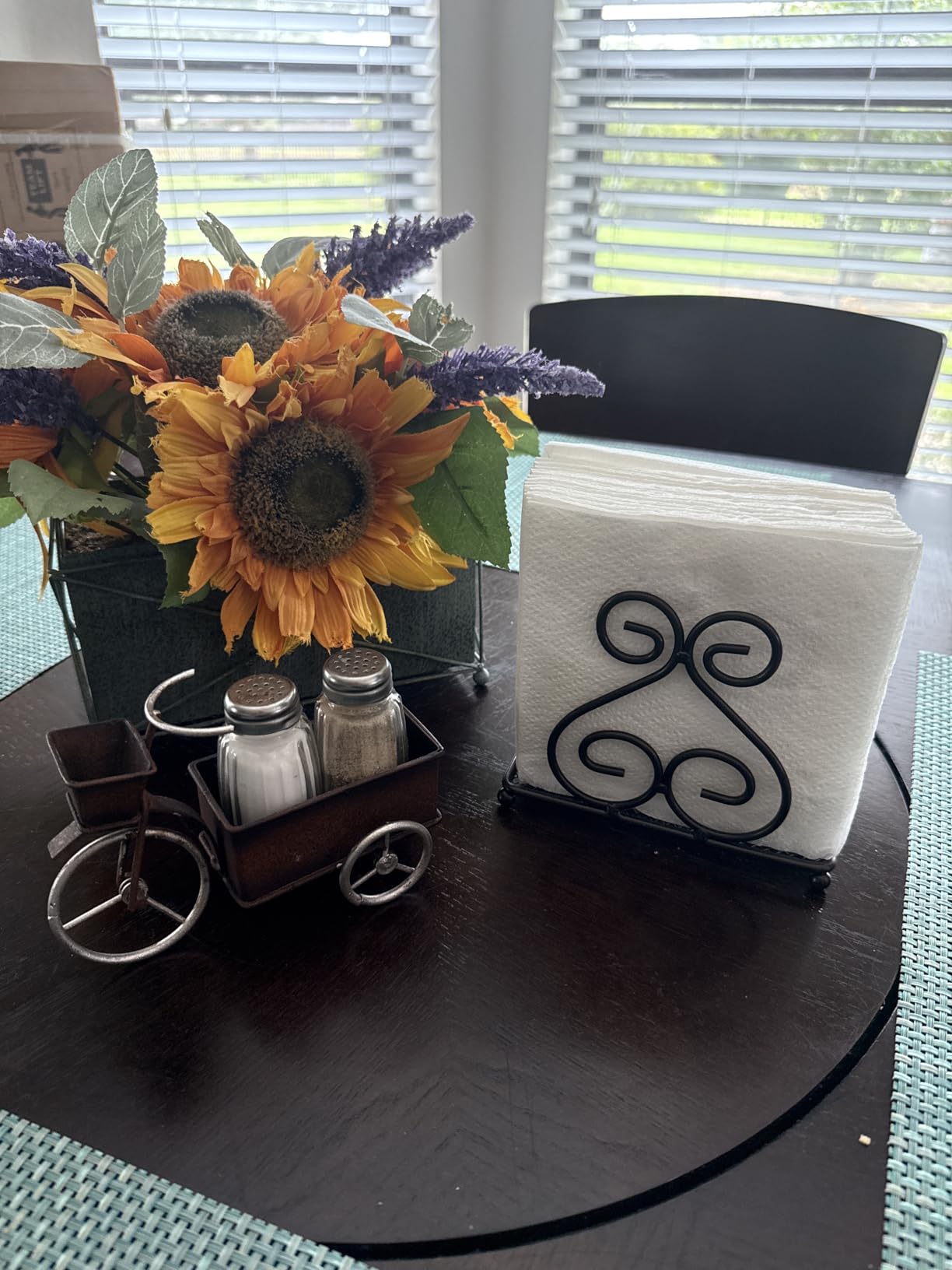 Blue Donuts Scroll Collection Napkin Holder - Napkin Holders for Tables, Farmhouse Napkins Holder, Dining Table Napkin Holders for Kitchen, Black customer photo 1
