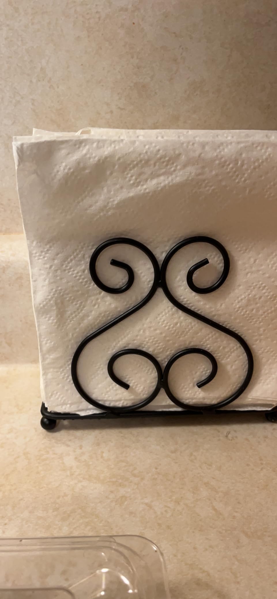 Blue Donuts Scroll Collection Napkin Holder - Napkin Holders for Tables, Farmhouse Napkins Holder, Dining Table Napkin Holders for Kitchen, Black customer photo 2
