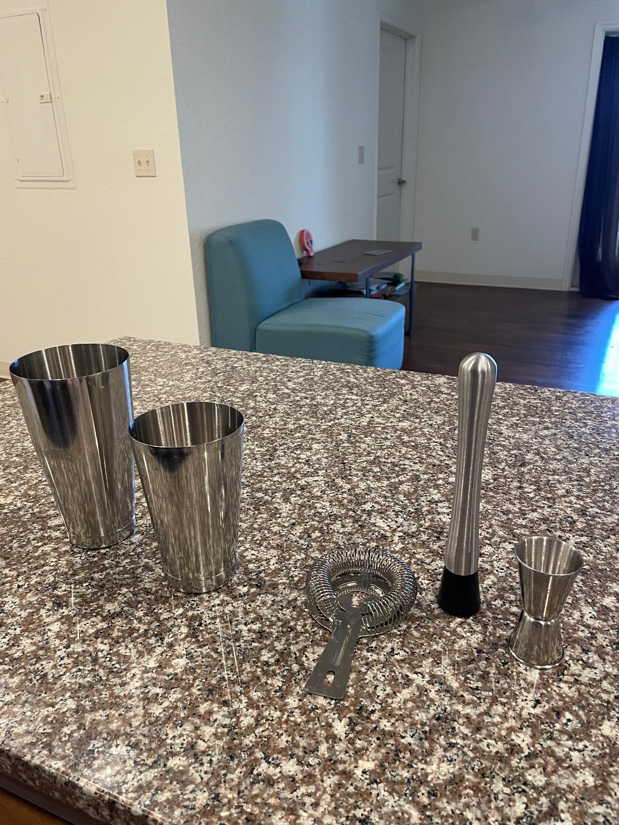 Barillio Boston Shaker Set - Stainless-Steel, Weighted, Martini Cocktail Shaker Set w/Strainer & Mixer - Mixology Bartender Kit - Bar Set for The Home - 9-pc Drink Shaker Set - Silver customer photo 2