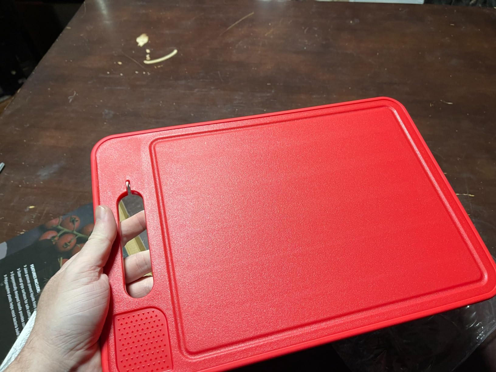 ELIKAI Defrosting Tray for Frozen Meat - 4-in-1 Meat Thawing Tray with Built-In Knife Refiner, Garlic Grater, Cutting Board - Thawing Plate for Frozen Food - Ideal Gift for Birthdays - Red customer photo 2