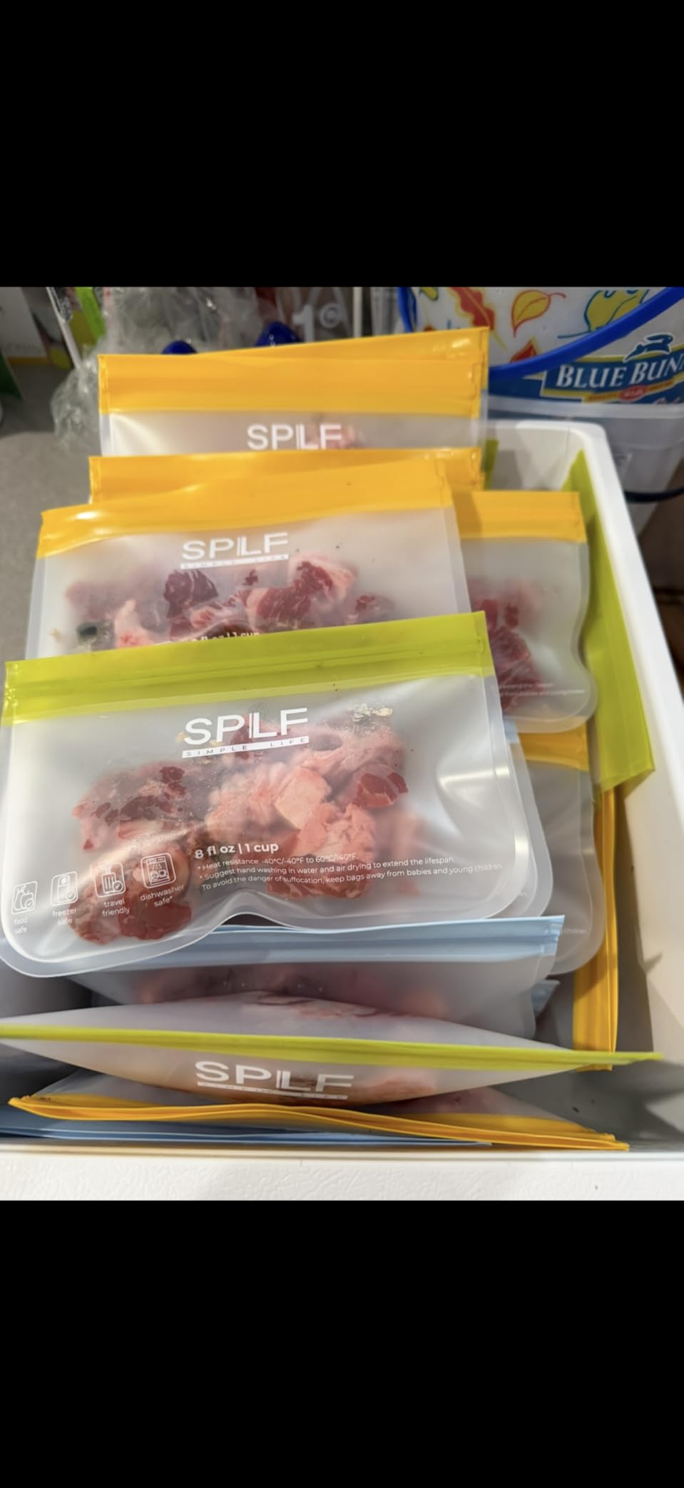 SPLF 6 Pack Reusable Gallon Freezer Bags Dishwasher Safe, BPA FREE Reusable Food Storage Bags, Extra Thick Leakproof Silicone Free 1 Gallon Bags for Marinate Meat, Cereal, Sandwich, Snack, Travel Item customer photo 1