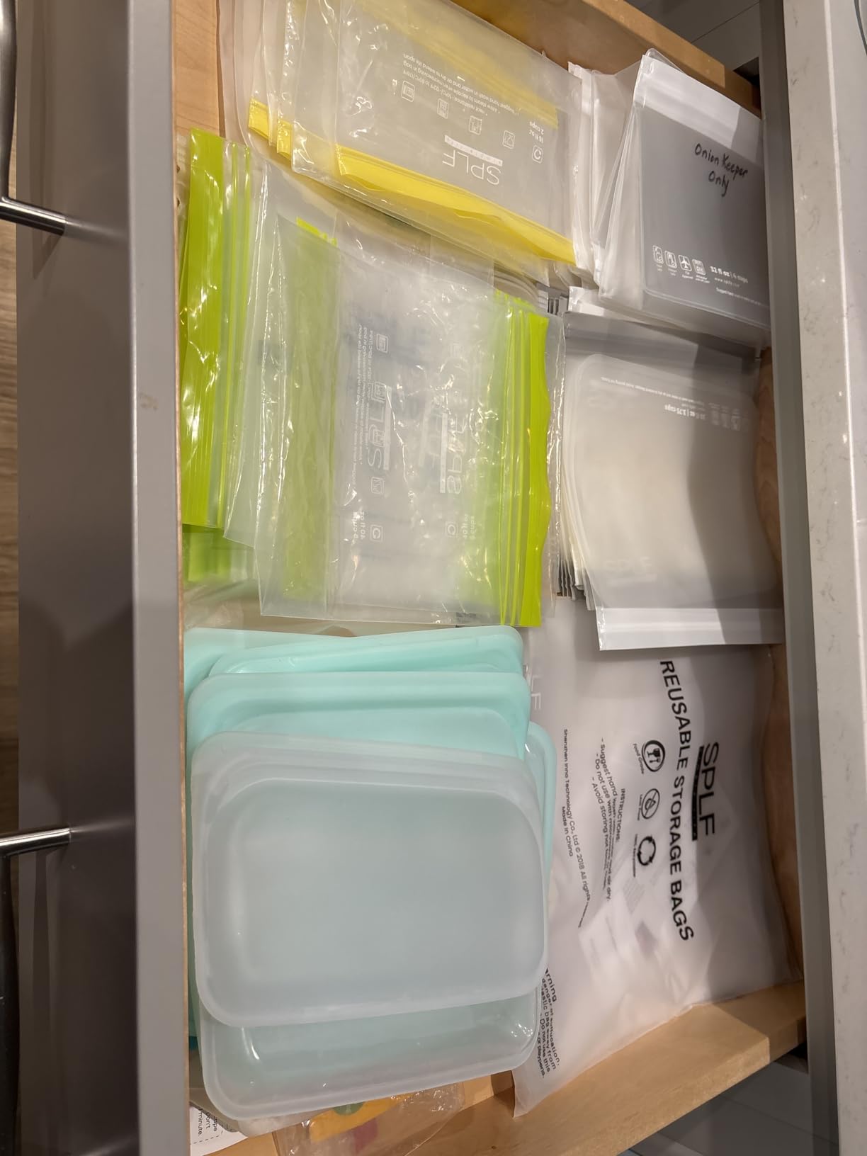 SPLF 6 Pack Reusable Gallon Freezer Bags Dishwasher Safe, BPA FREE Reusable Food Storage Bags, Extra Thick Leakproof Silicone Free 1 Gallon Bags for Marinate Meat, Cereal, Sandwich, Snack, Travel Item customer photo 2
