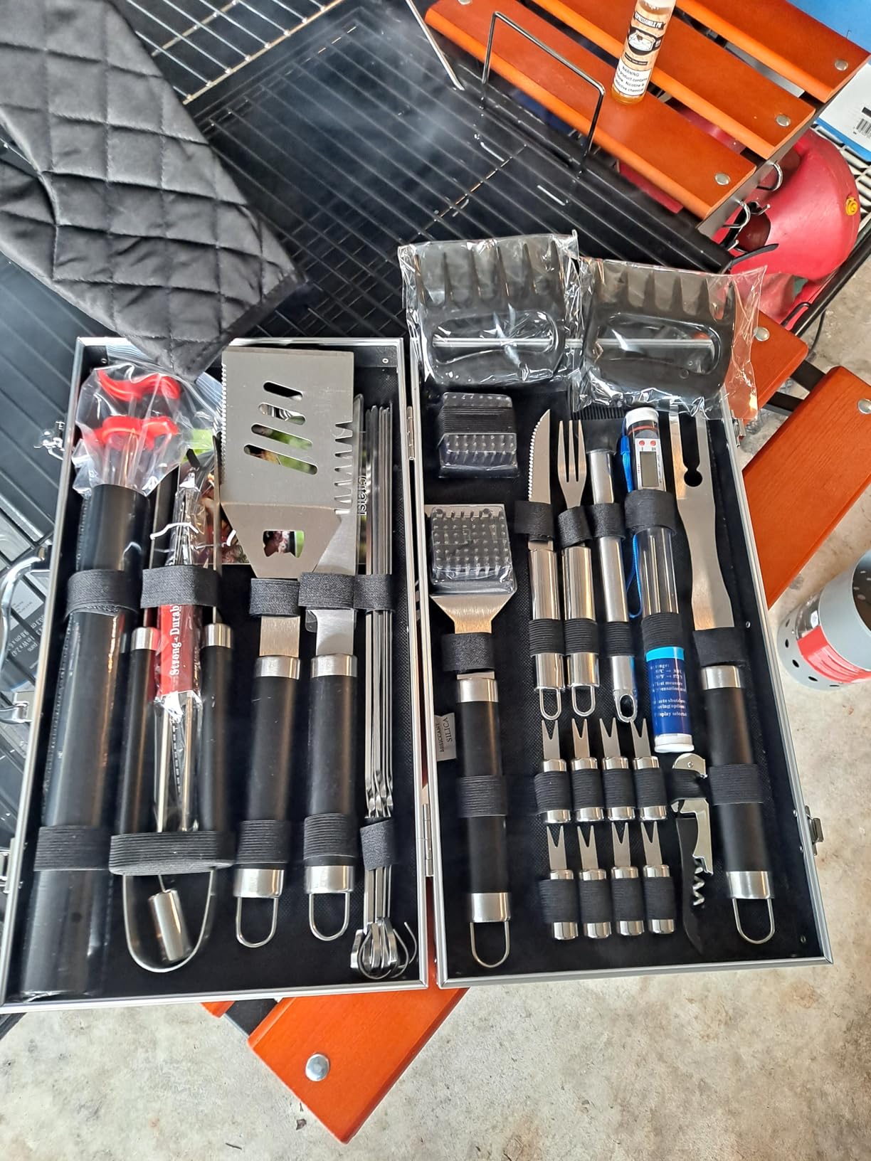 BBQ Grill Accessories Set, 38Pcs Stainless Steel Grill Tools Grilling Accessories with Aluminum Case, Thermometer, Grill Mats for Camping/Backyard Barbecue, Grill Set for Men Women customer photo 2