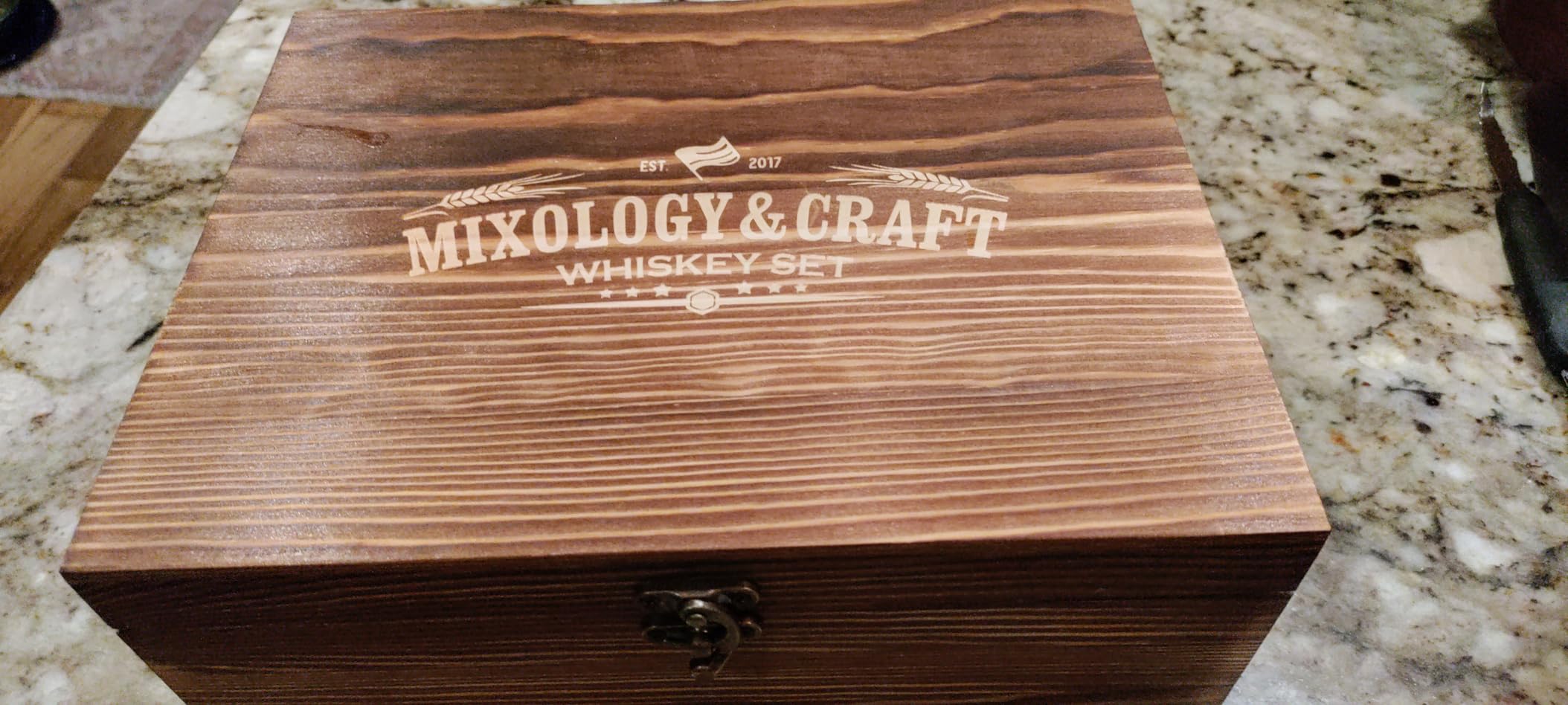 Mixology & Craft Whiskey Set Gifts - 2 Crystal Glass, 8 Granite Chilling Ice Cubes & Slate Coasters | Perfect Stones Gift Set for Whiskey Lovers customer photo 2