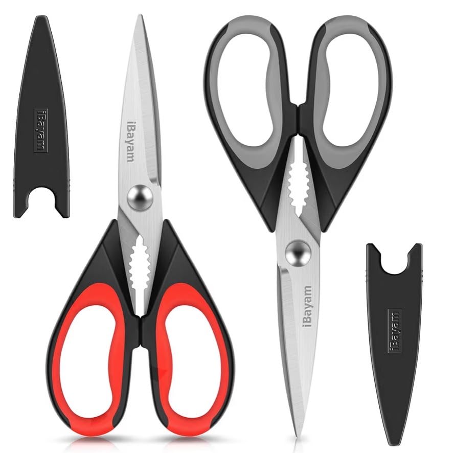iBayam Kitchen Scissors All Purpose Heavy Duty, Kitchen Utensils Set, Stainless Steel Cooking Utensils Gadgets, Meat Poultry Food Shears Dishwasher Safe Utility Tools Home Gift, with Protective Sheath customer photo 1