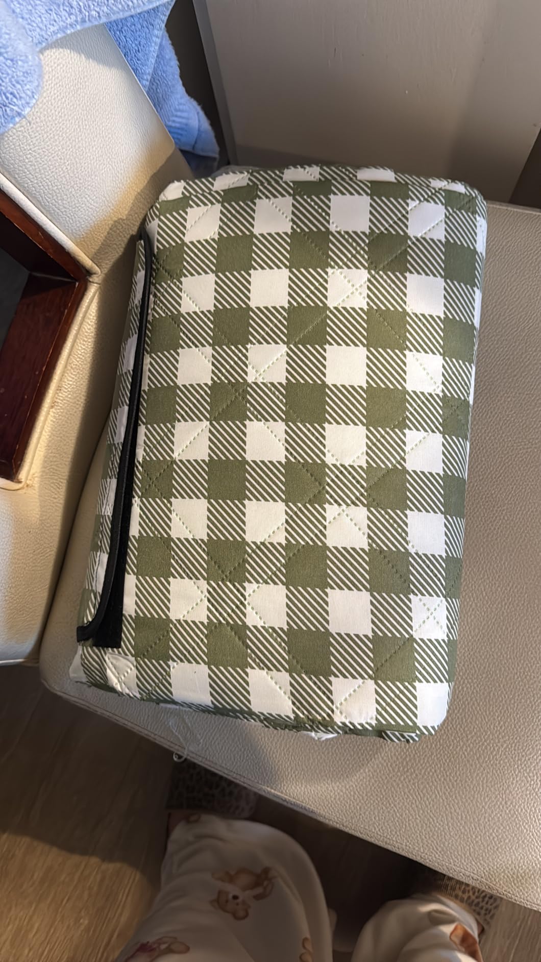 ZAZE Extra Large Picnic Outdoor Blanket, 80''x80'' Waterproof Foldable Blankets Gingham Picnic Mat for Beach, Camping Grass Lawn Park Accessories Cute Couple Gifts Ideas Wedding Registry(Green White) customer photo 2