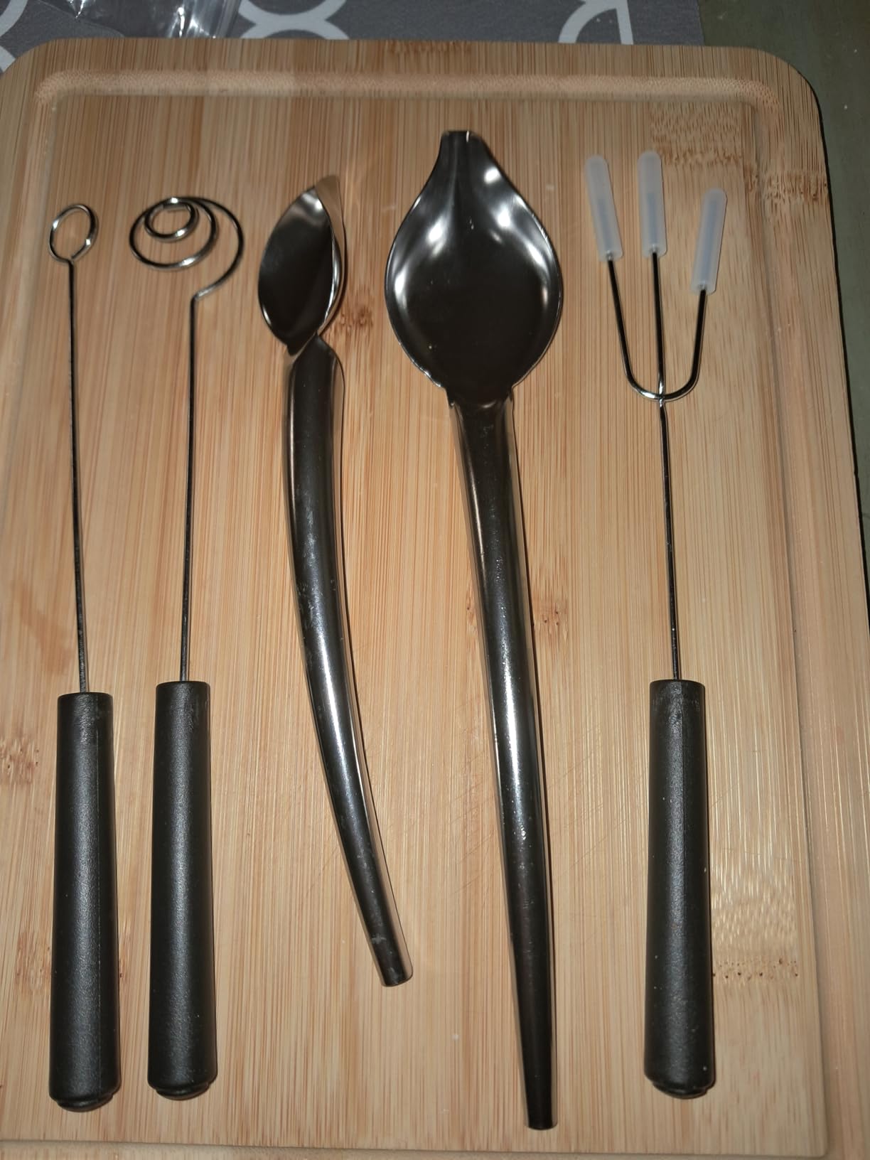 Patelai 3 Pieces Candy Dipping Tools Chocolate Dipping Fork Spoons Set 2 Pieces Culinary Decorating Spoons Chef Art Pencil for Decorative Plates Stainless Steel customer photo 1