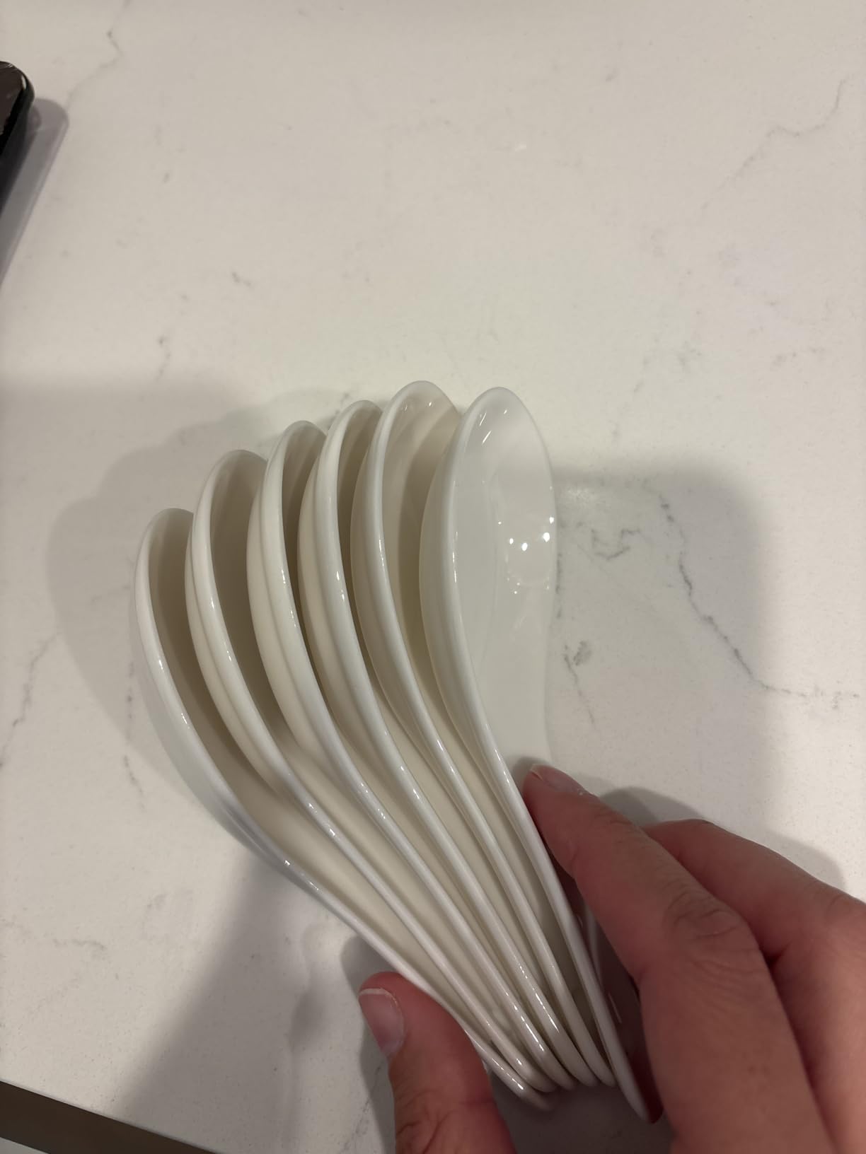 Soup Spoons Set of 6, Asian Ceramic Soup Spoons 5.3