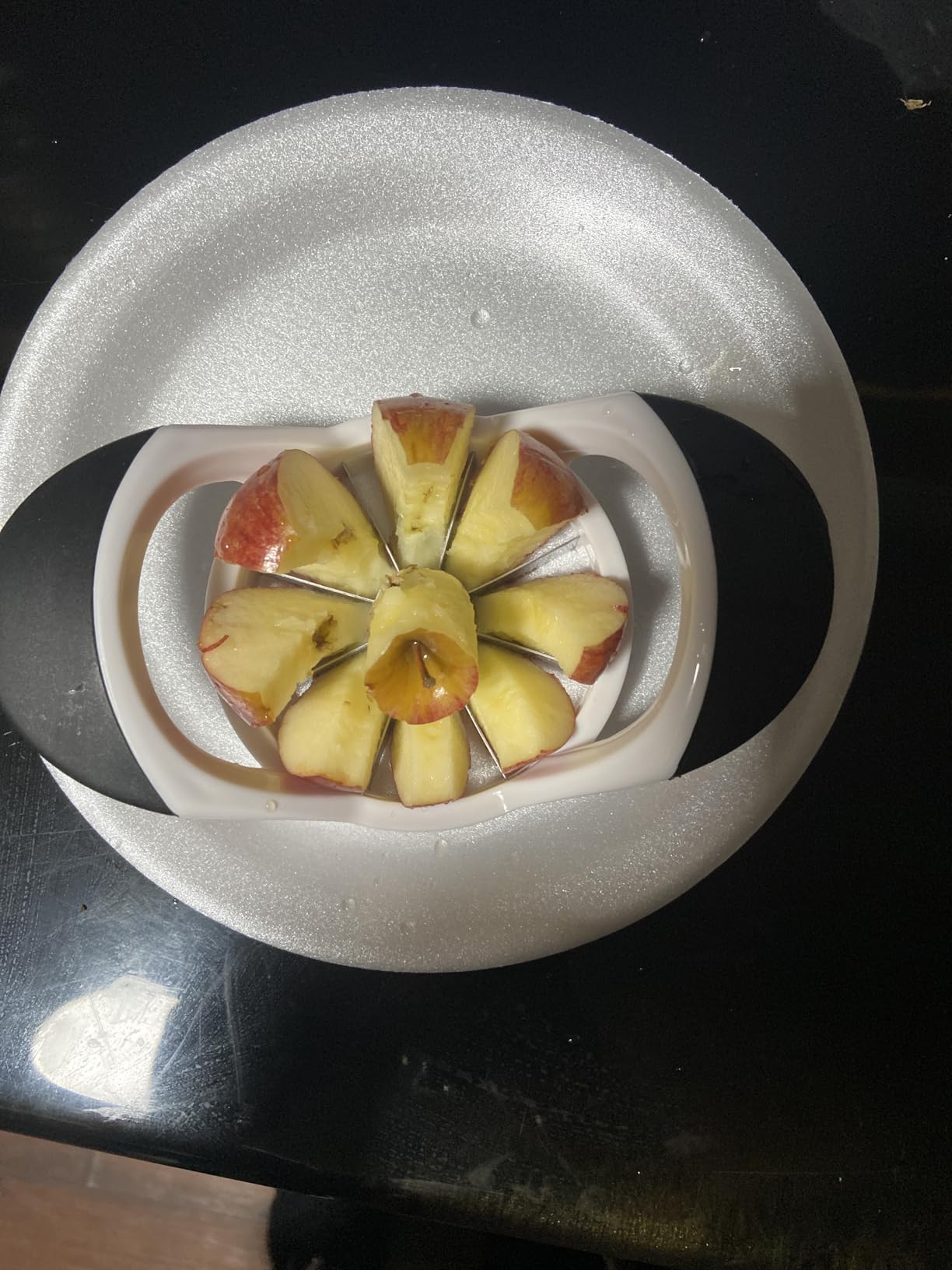 3.5 Inch Apple Slicer - Professional Apple Cutter - Stainless Steel Apple Corer - Super Sharp Apple Slicer and Corer - Apple Tool with 8 Sharp Blades(Black) customer photo 1