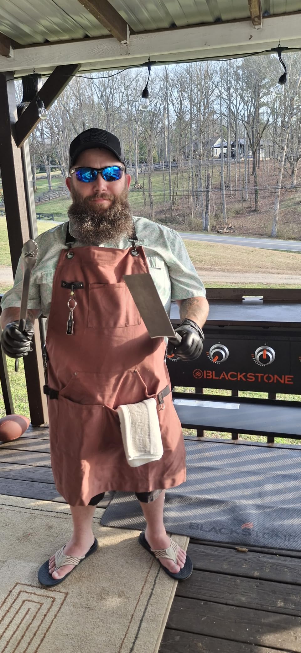 Asaya Chef and BBQ Apron with Bottle Opener and Hand Towel - 10oz Cotton Canvas, Stainless Steel Hardware - Cross Back Straps customer photo 1