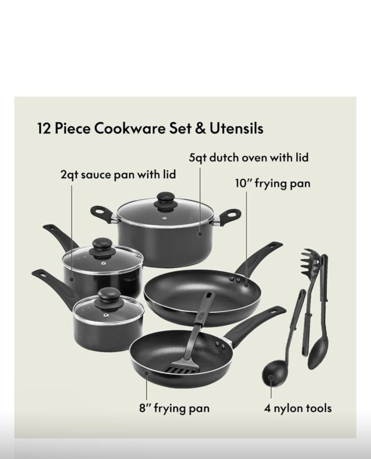 bella Cookware Set with Glass Lids with Nonstick, PFOA Free and Scratch Resistant Surface, Aluminum Bakeware, Pots and Pans, Storage Bowls & Utensils, 21 Piece customer photo 2