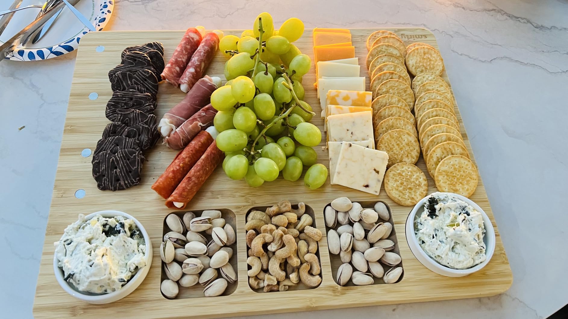 SMIRLY Charcuterie Boards Set, Large Cheese Board Set, Natural Bamboo Charcuterie Tray Cheese Platter with Accessories customer photo 1