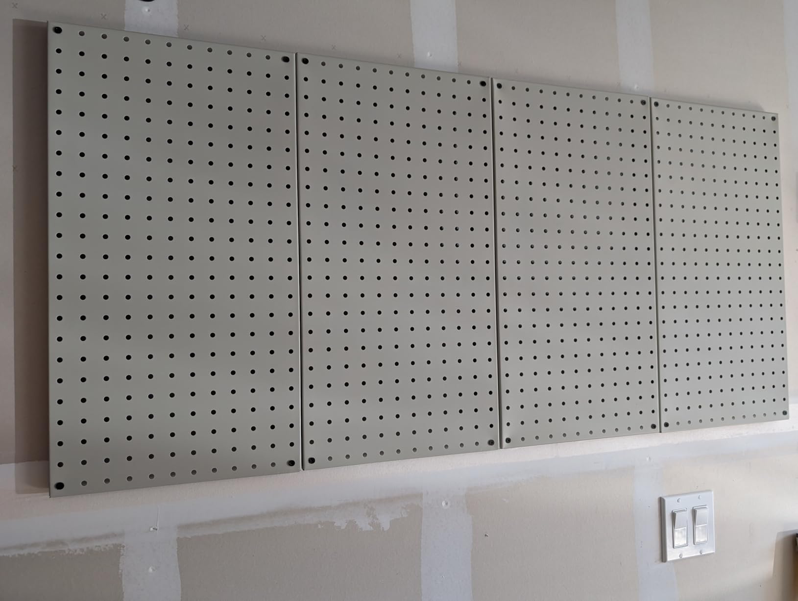 Amazon Basics Rectangular Metal Pegboard Wall Organizer, Tool Storage Organization System, Rust and Scratch Resistant, 48-Piece Kit, Gray customer photo 2
