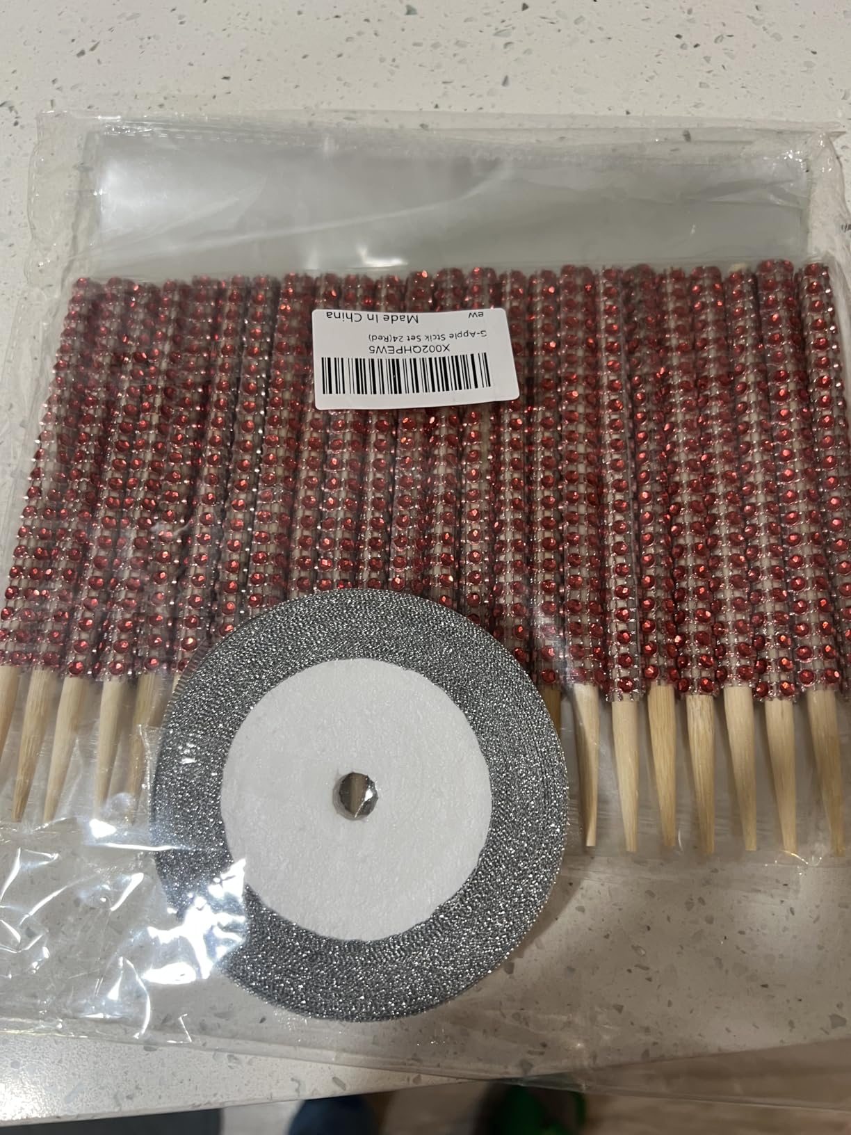 24 Pack Bling Candy Apple Sticks and Bags Kits, Caramel Apple Wooden Skewers,Food Bamboo Decorative Sticks for Rice Krispie Treats Cookie Cake Pops Corn Dogs with Glass Wrapper Glitter Ribbons Tie customer photo 2