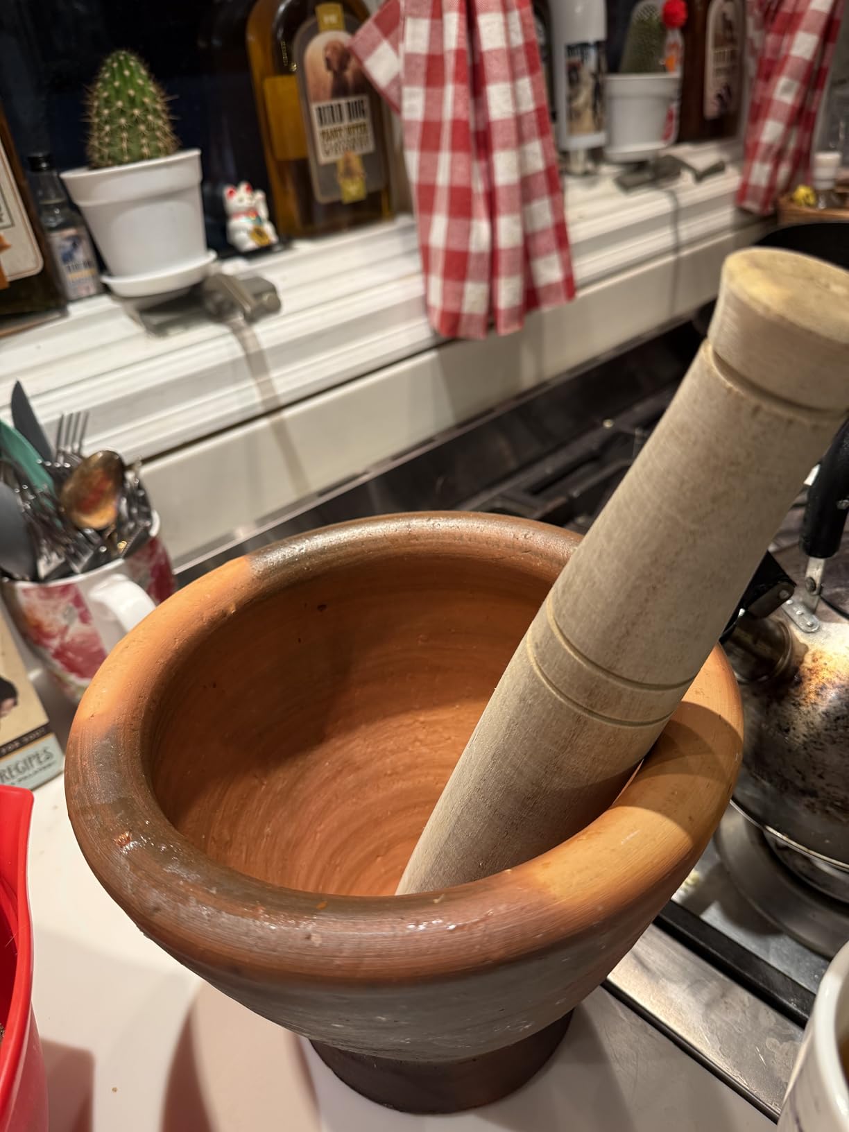9 Inches Clay Mortar Wooden Pestle Heavy Making Papaya Salad Hand Mixer Masher Grinder Kitchenware customer photo 2