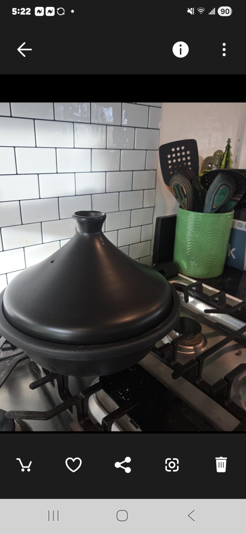 KooK Moroccan Tagine, Enameled Cast Iron Cooking Pot, Tajine with Ceramic Cone-Shaped Closed Lid, 3.3 QT, (Stone Blue) customer photo 1