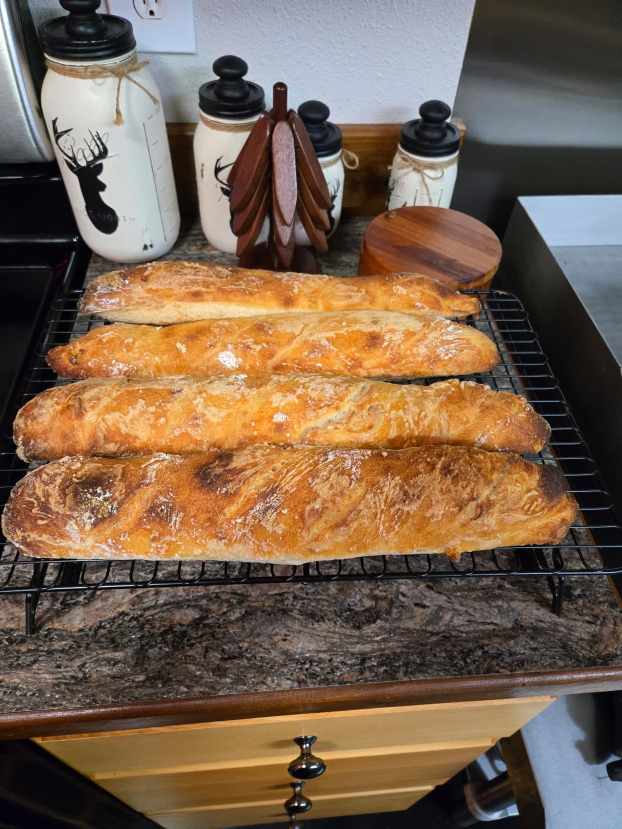 KITESSENSU Nonstick Baguette Pans for French Bread Baking, Perforated 3 Loaves Baguettes Bakery Tray, 15