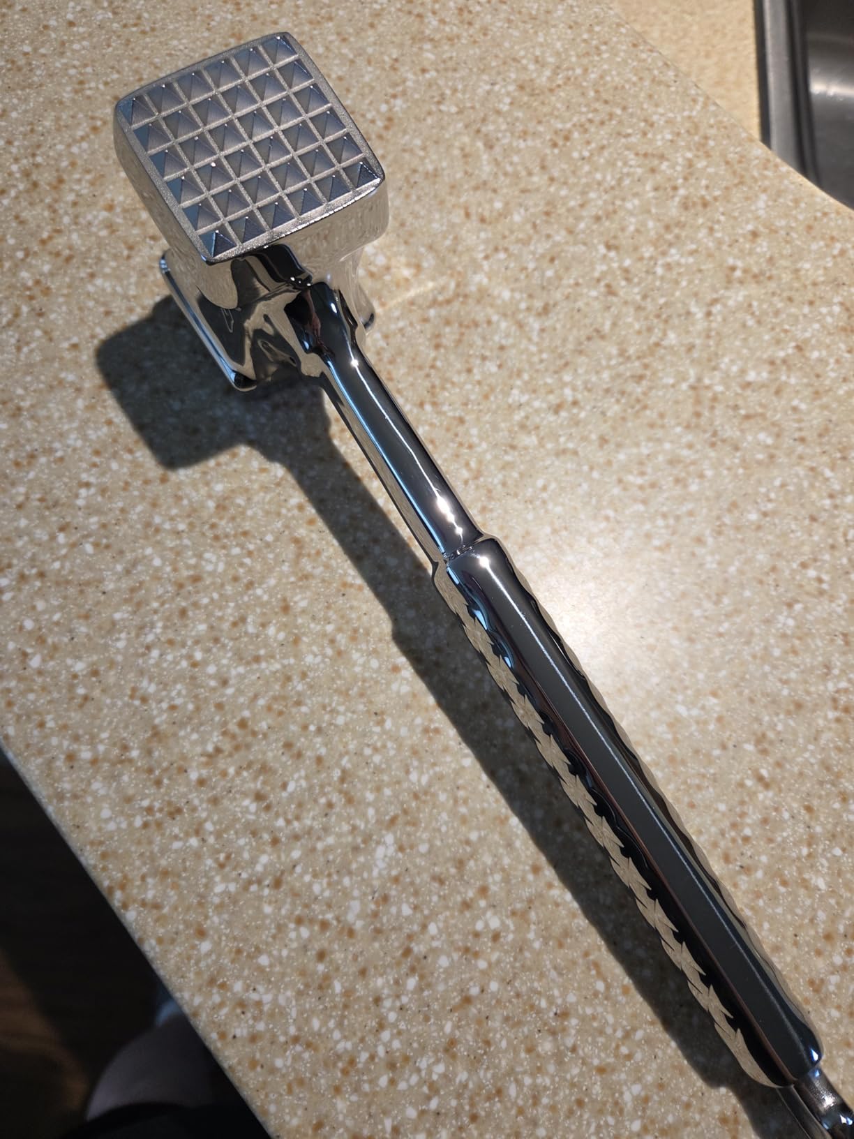 Stainless Steel Meat Tenderizer Tool, Premium Meat Mallet with Non-Slip Grip, Dual-sided Kitchen Mallet Ideal for Tenderizing Steak, Poultry & Chicken Cutlet, Dishwasher Safe with Lifetime Replacement customer photo 1