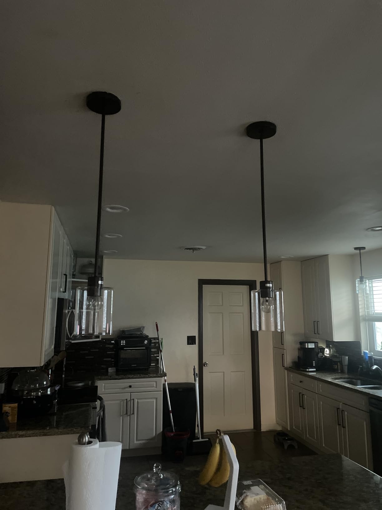 Modern Black Farmhouse Clear Glass Cylinder Pendant Light Fixture,Island Lights for Kitchen,Mini Pendant Lighting for Kitchen Island Decor - 4.75 Inch Shade 58 Inch Cord (Black 2 Pack) customer photo 1
