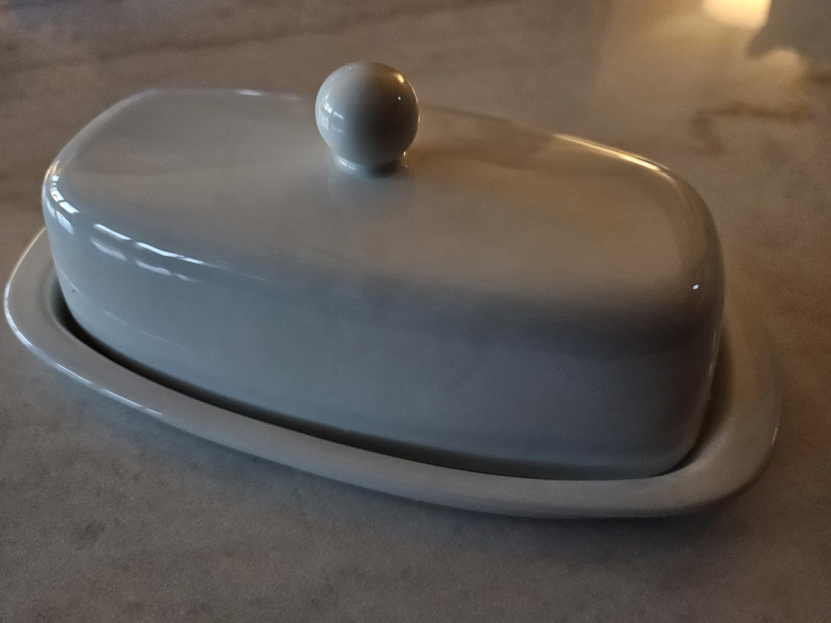 Yedio Ceramic Butter Dish with Lid and Knife for Countertop Refrigerator, 8 Inch White Butter Holder with Porcelain Cover Knob Handle for East West Coast Butter Stick customer photo 2