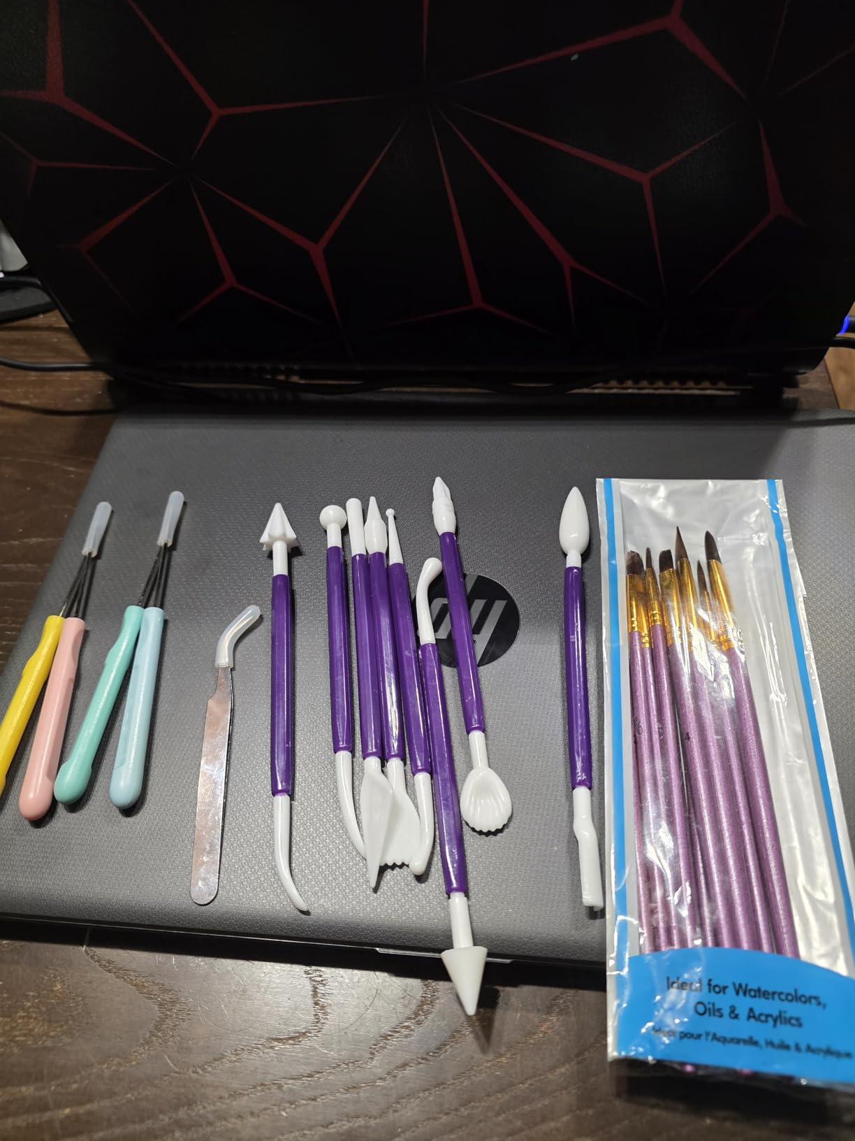 24 Pieces Cookie Decorating Fondant Cake Decorating Tool Set Include Brushes Sugar Stir Needle Fondant Modeling Tool Elbow and Straight Tweezer customer photo 2
